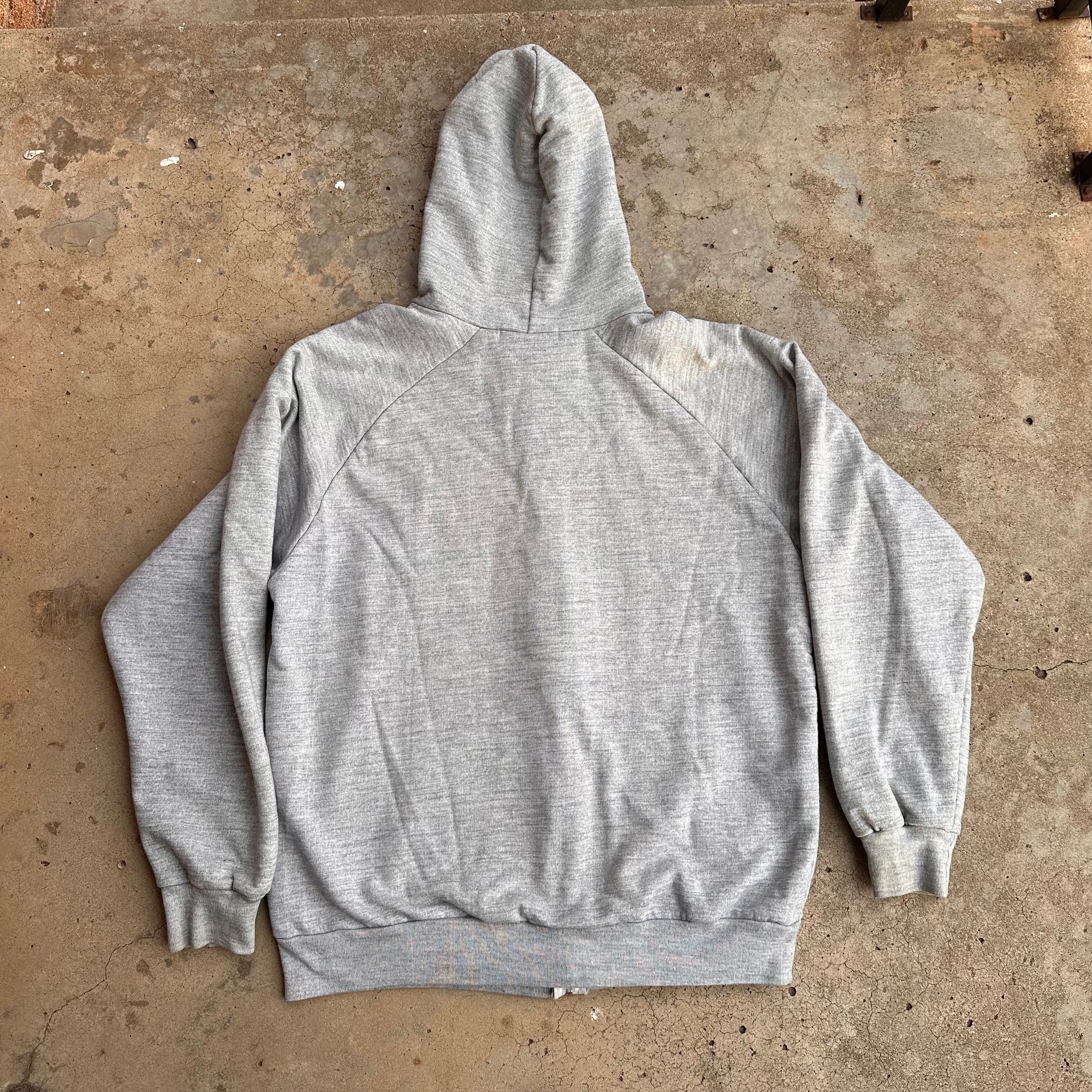 1970’s Waffle Lined Grey Full Zip Hooded Sweatshirt 24” Chest