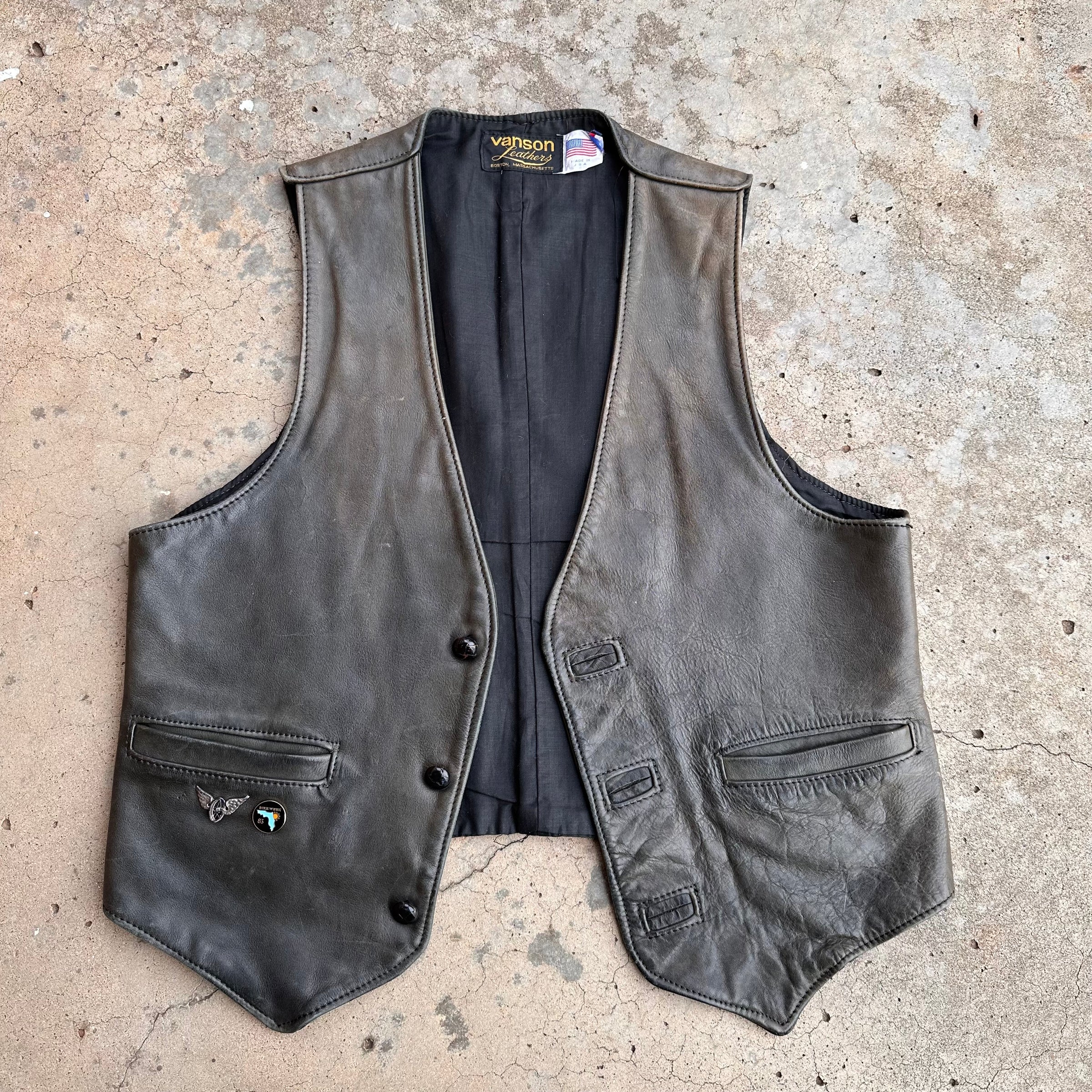 1980’s Vanson Leathers Motorcycle Vest 21” Chest