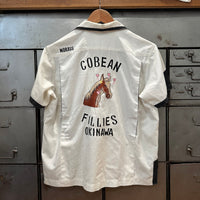 1960’s Japanese Made Cotton Military Souvenir Bowling Shirt 24” Chest