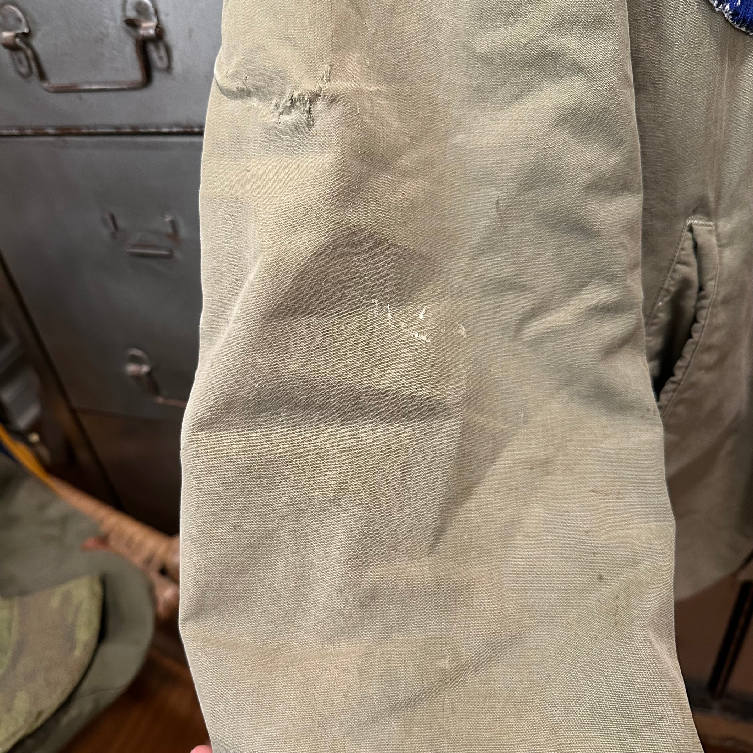 1940’s WWII Patched USN N-4 Deck Jacket  22” Chest