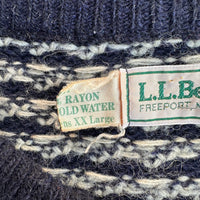 1970’s LL Bean Navy Birdseye Pattern Wool Sweater XL