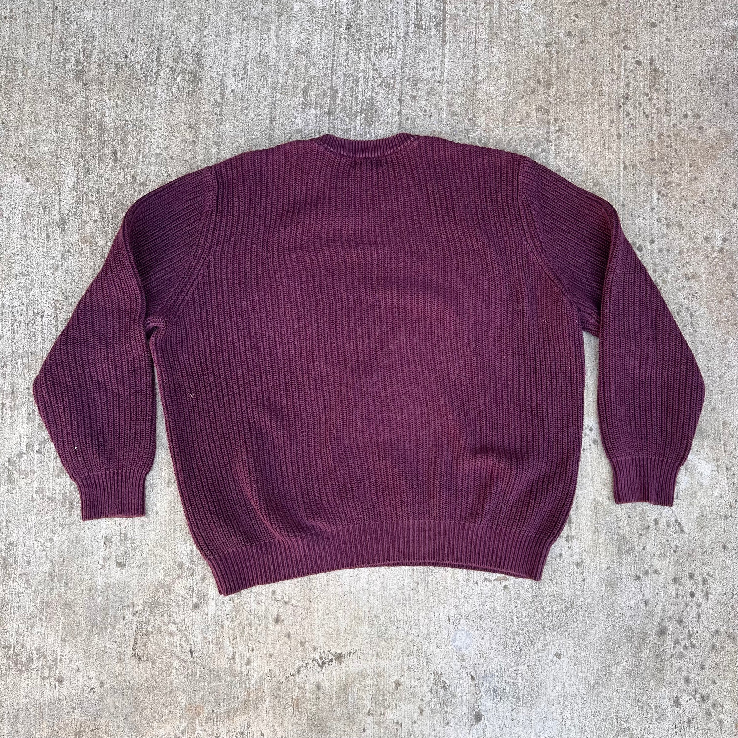 1990’s LL Bean Burgundy Ribbed Cotton Crewneck Sweater XL
