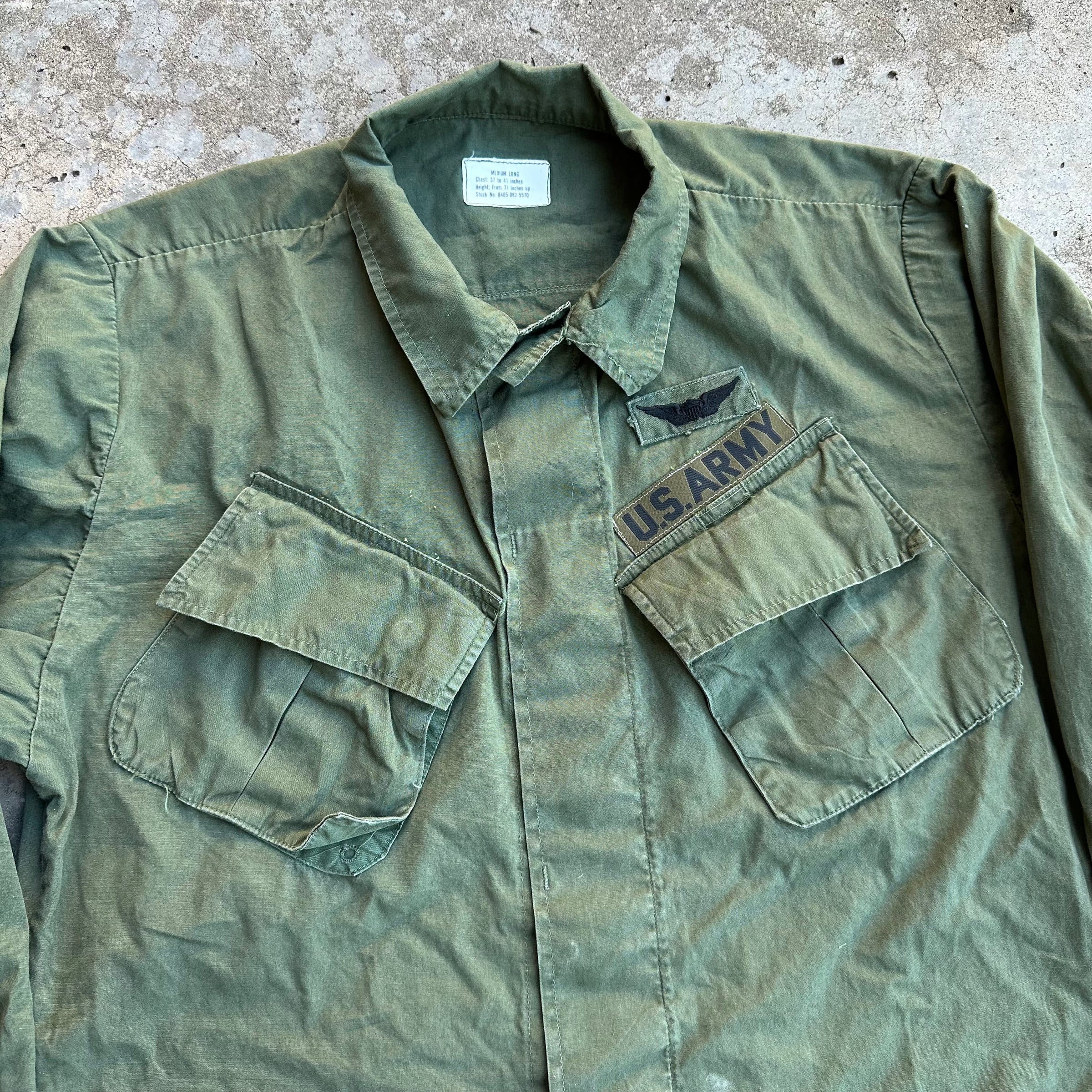 1960’s Vietnam War Mint Patched Poplin Jungle Jacket Medium Long