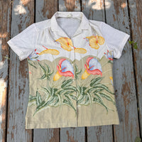 1970’s Flower Poly Blend Shirt Size 36