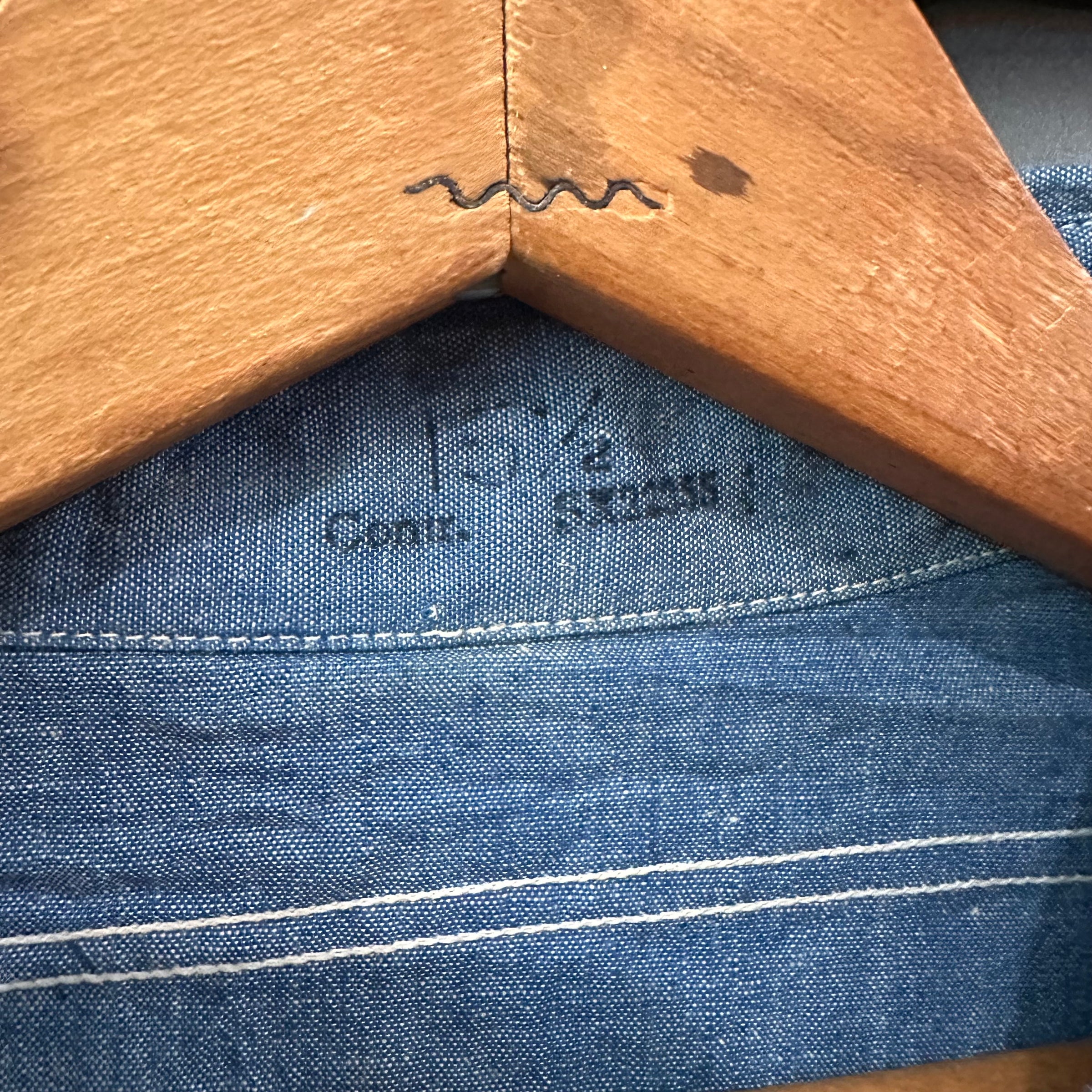 1940’s Stenciled WWII USN Chambray Shirt Large 22.5” Chest