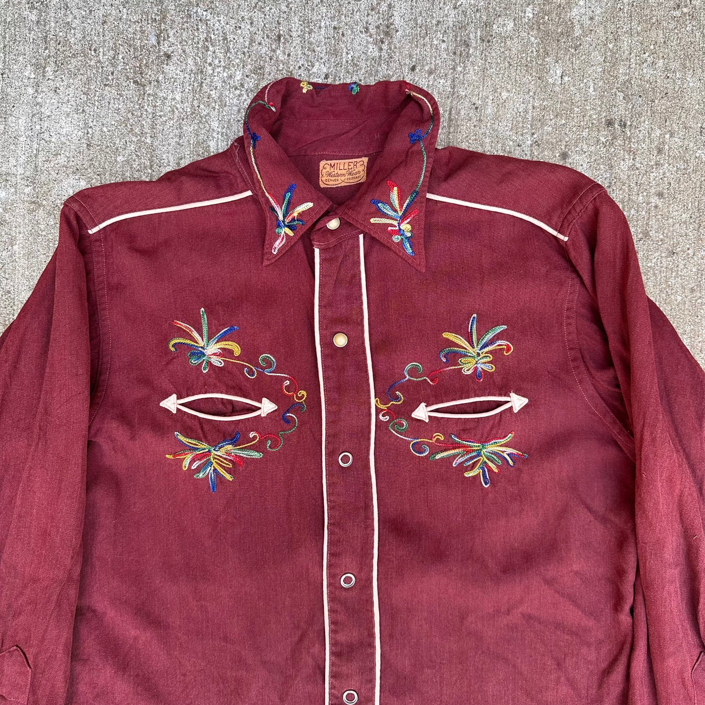 1950’s Miller Embroidered Gabardine Western Shirt Medium