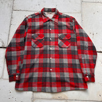 1950’s/60’s Sportsman Woolynella Plaid Loop Collar Shirt XL