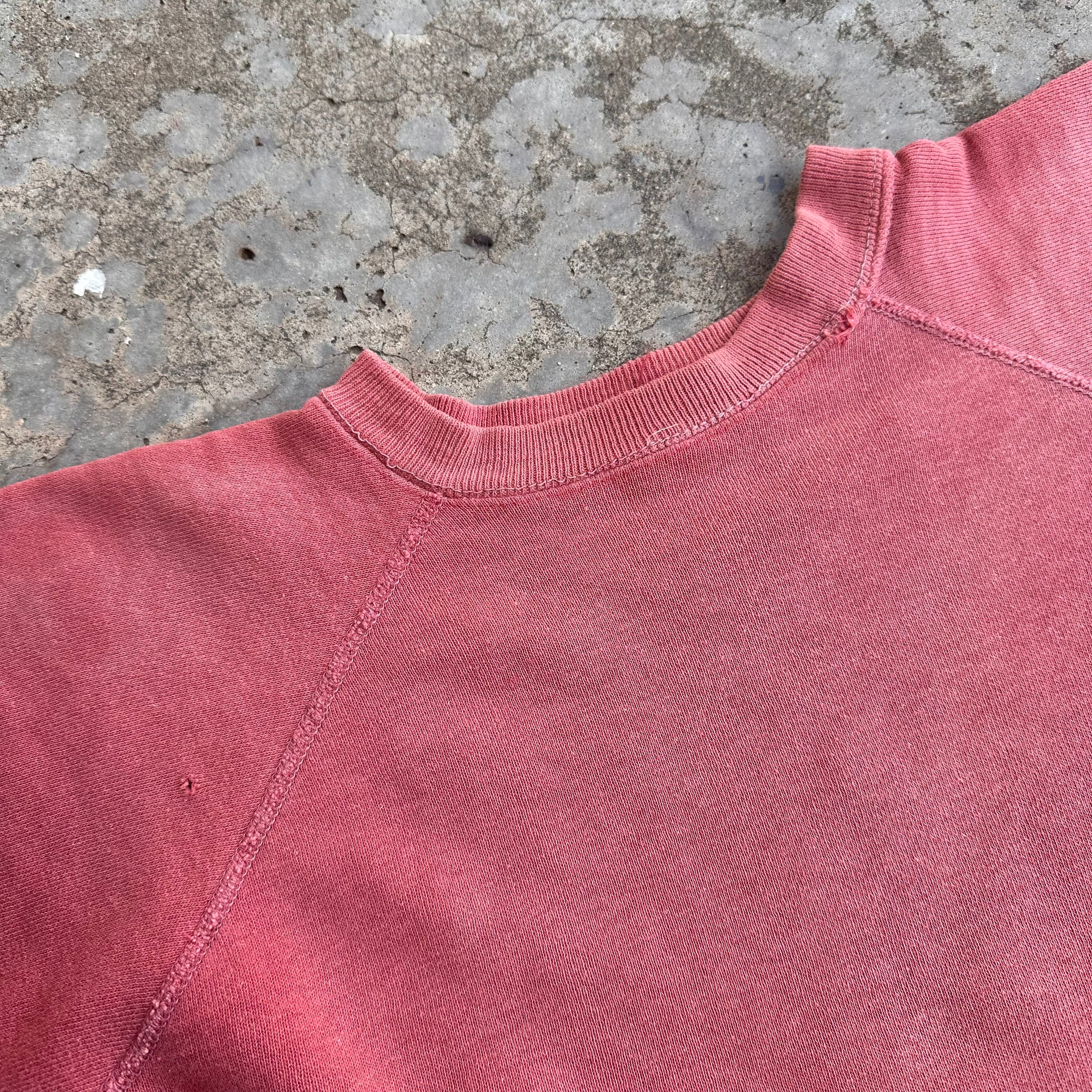 1950’s/60’s Faded Red Raglan Crewneck Sweatshirt 21” Chest
