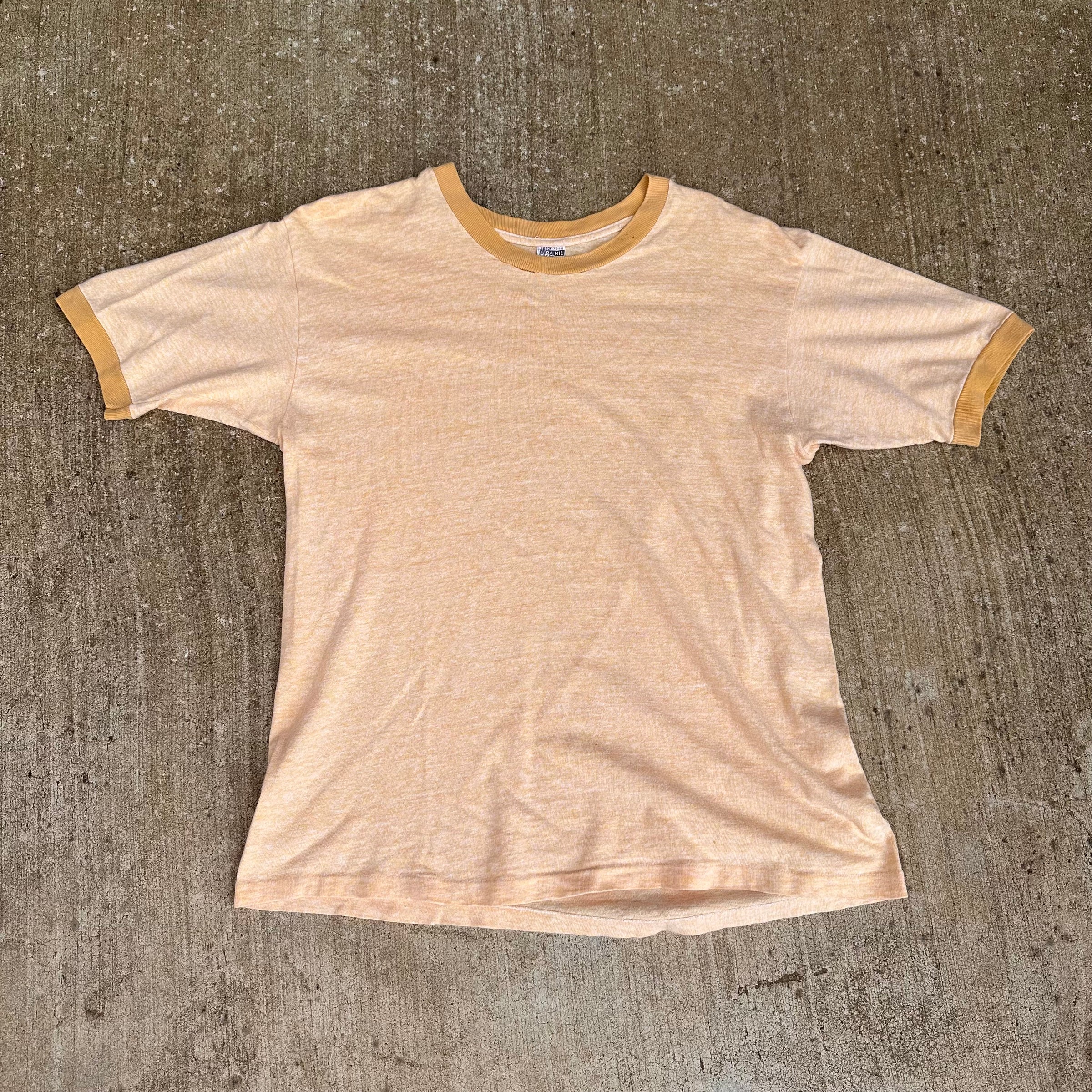 1960’s Da-Mil Varsity Heather Yellow Ringer T-Shirt Medium