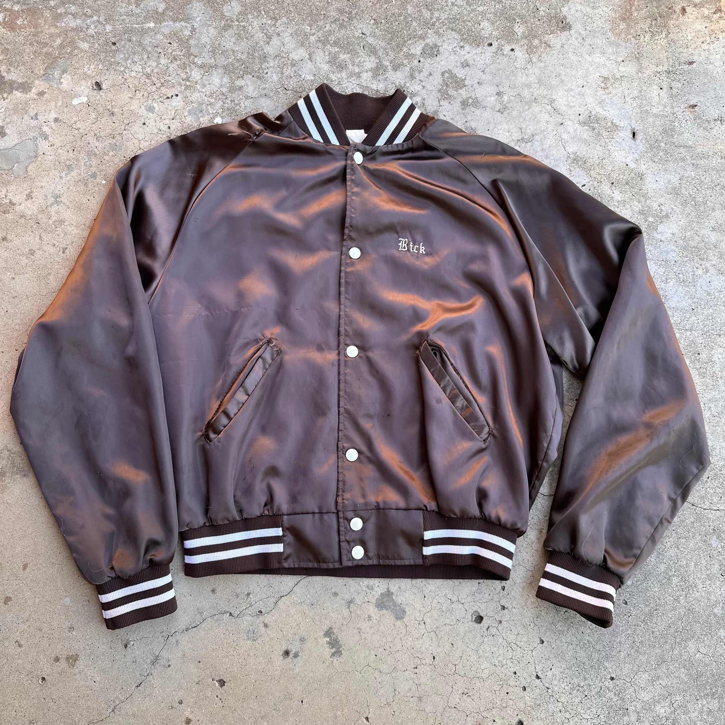 1980’s JR Stables Embroidered Satin Bomber Jacket Large