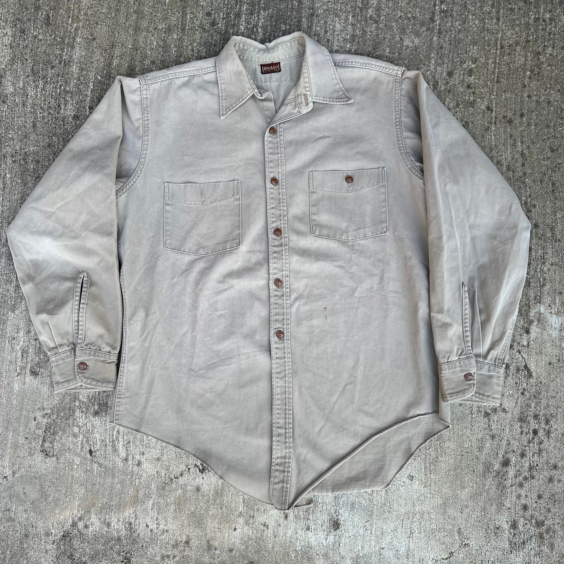 1940’s Dickies Khaki Cotton Work Shirt Large