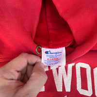 1980’s Faded Red Champion Reverse Weave Hooded Sweatshirt XL 25” Chest