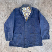 1960’s Animal Print Lined Vat Dyed Denim Chore Jacket 22.5” Chest
