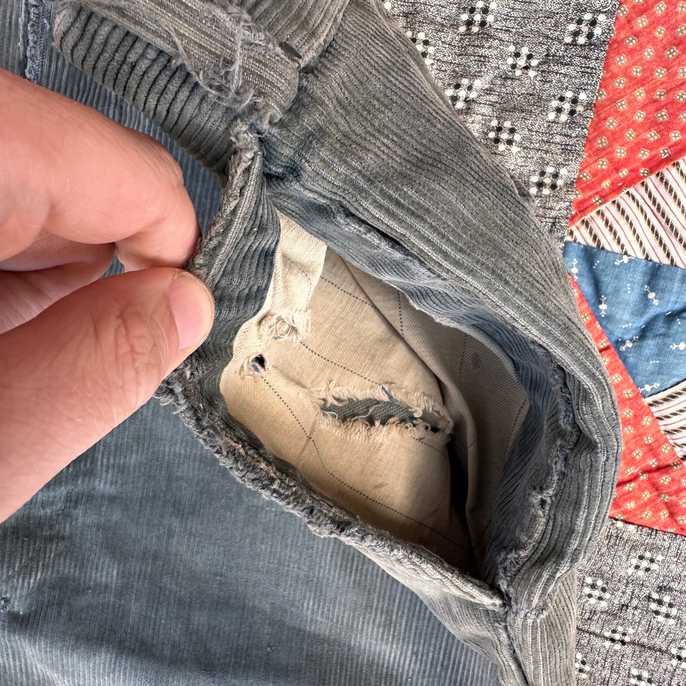 1920’s/30’s Strong Reliable Grey Corduroy Pants 38” x 28”