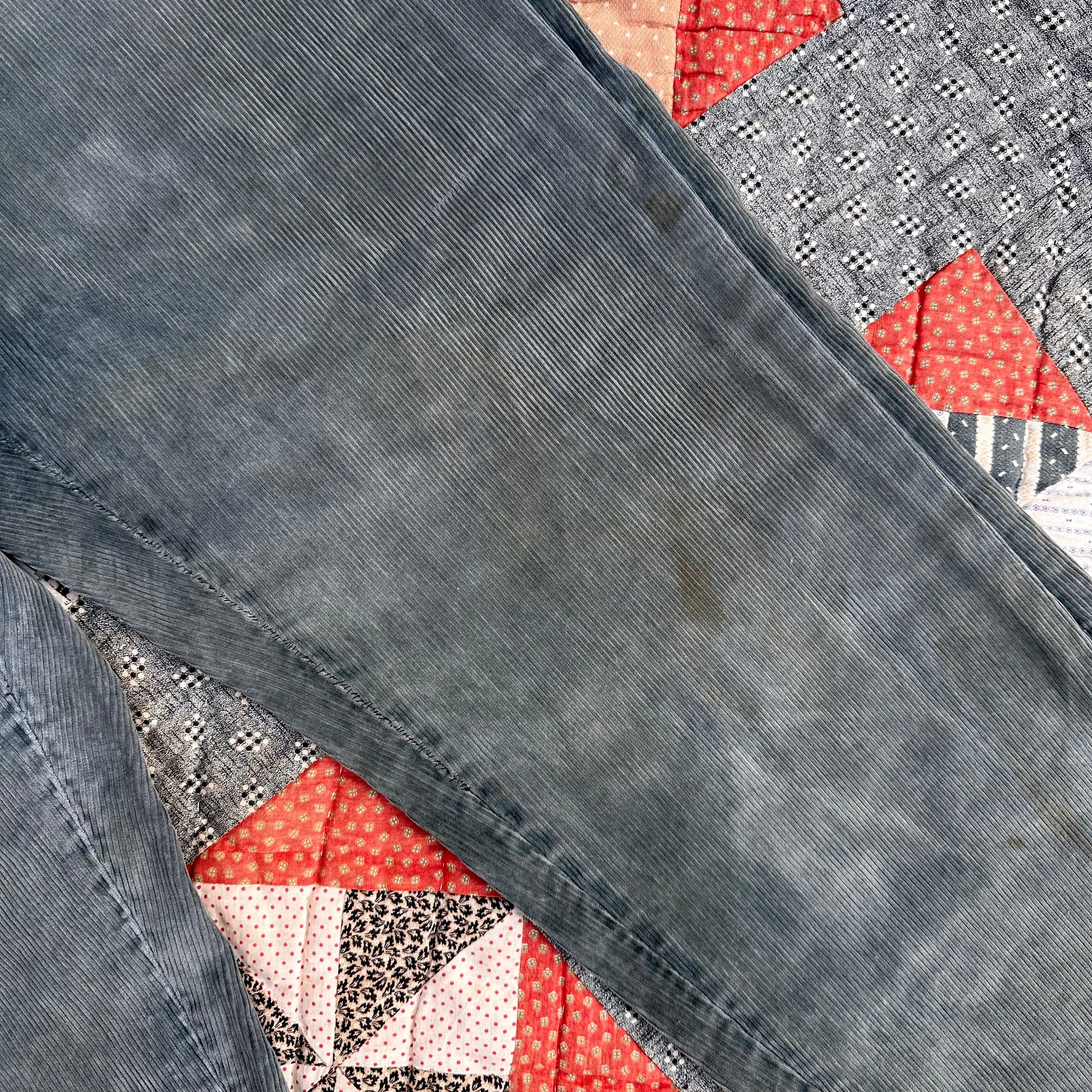 1920’s/30’s Strong Reliable Grey Corduroy Pants 38” x 28”