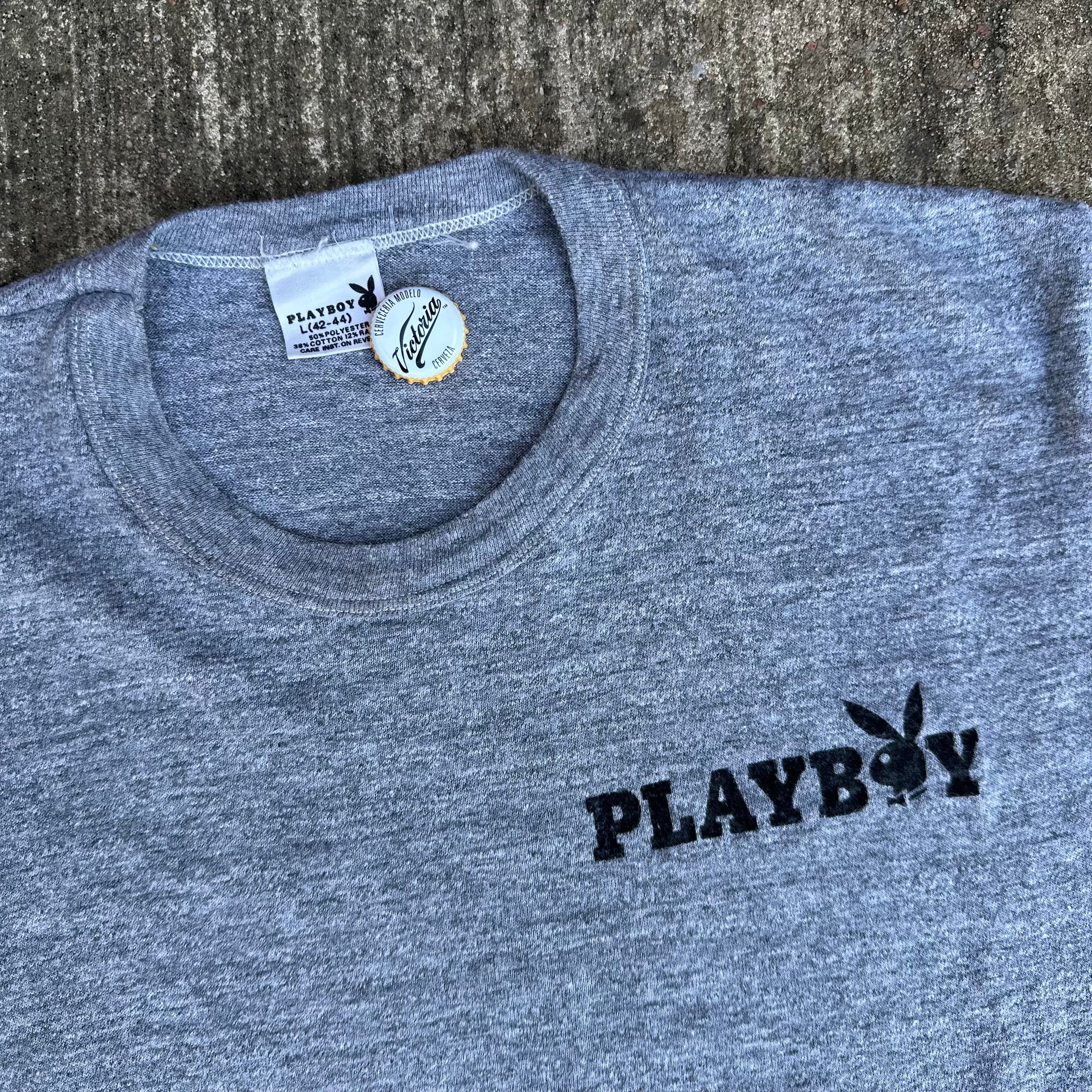 1970’s Playboy Flock Print Heather Gray T-Shirt Medium