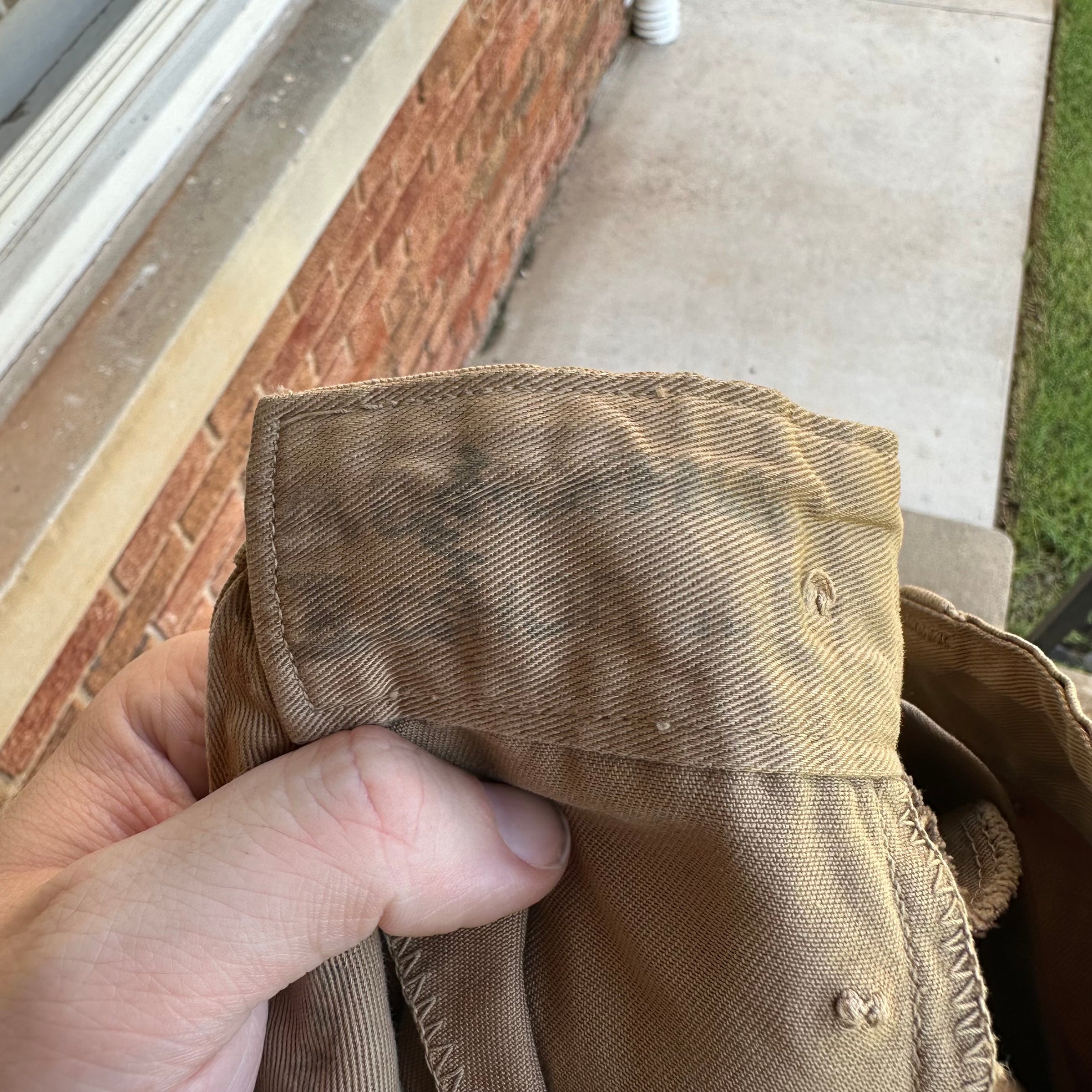1940’s WWII USMC Khaki Chino Pants with Metal Buttons 31” Waist