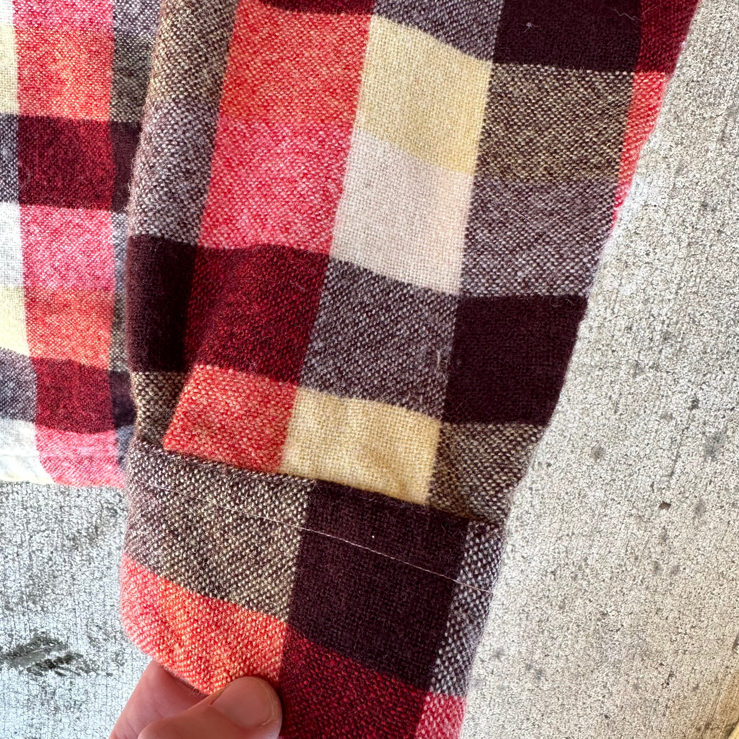 1960’s Arrow Plaid Wool Loop Collar Shirt Medium