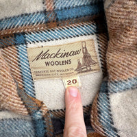 1950’s Mackinaw Woolens Plaid Wool CPO Flannel Jacket M/L