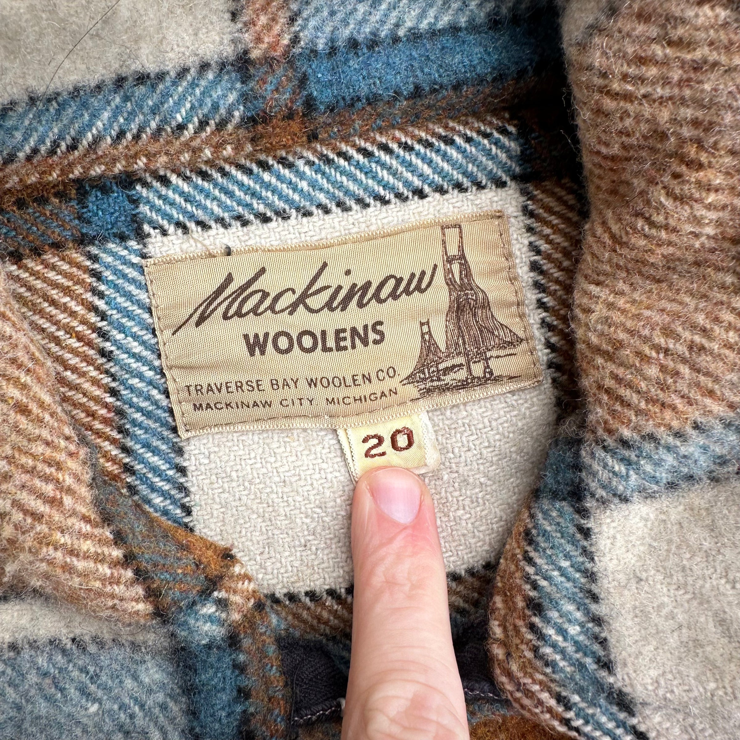 1950’s Mackinaw Woolens Plaid Wool CPO Flannel Jacket M/L