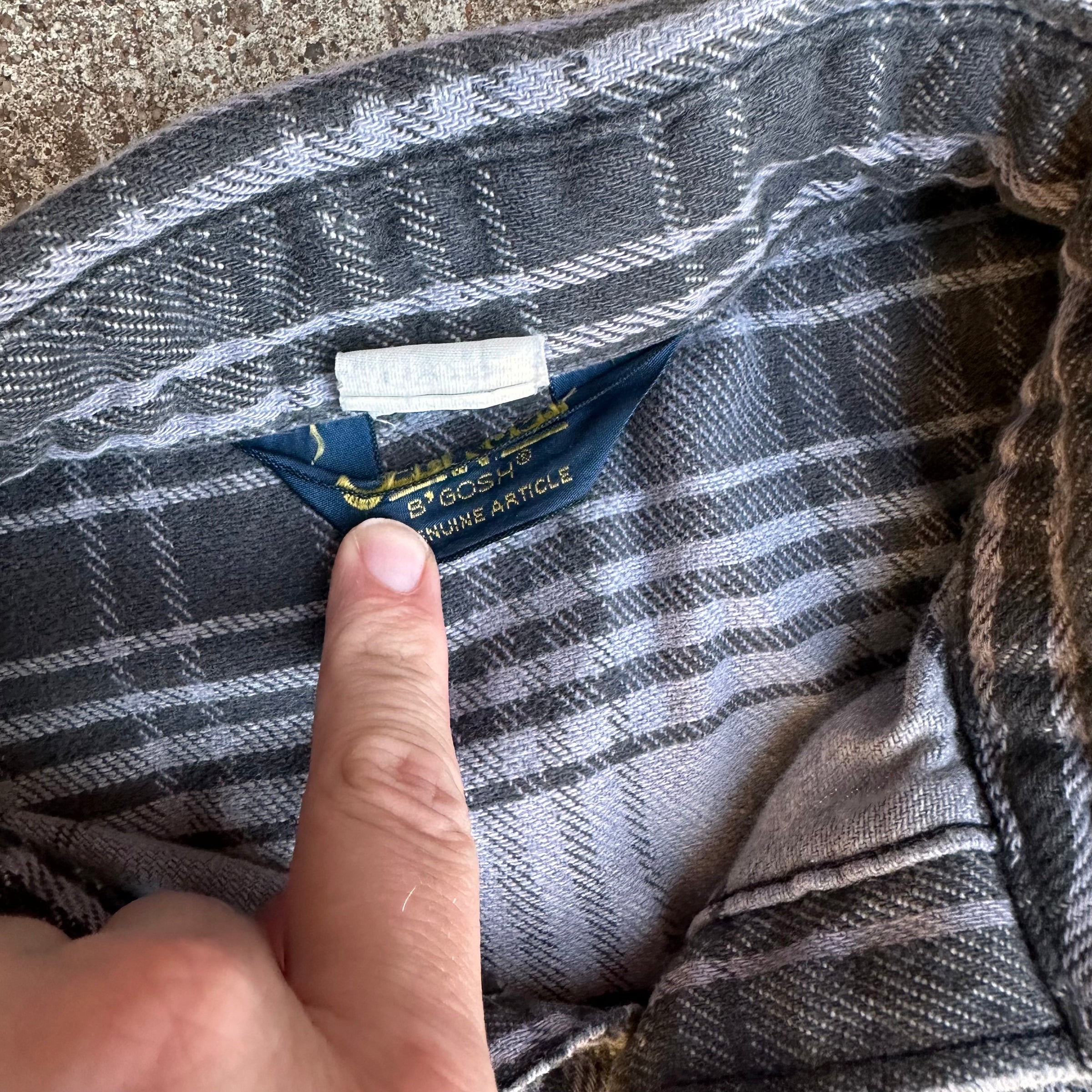 1980’s Osh’Kosh Black and Grey Cotton Flannel Shirt XL