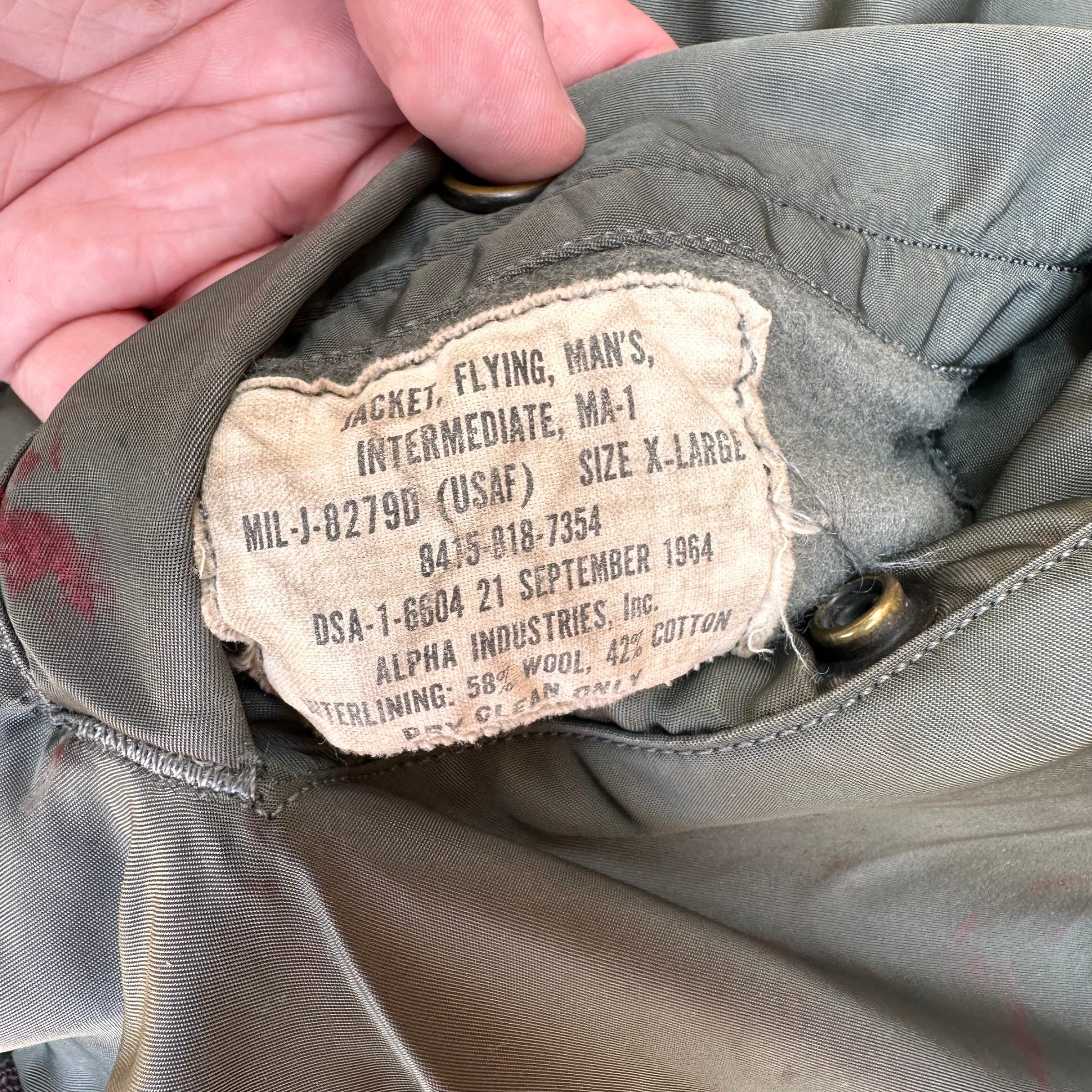 1960’s MA-1 Flight Jacket XL 28” Chest