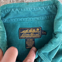 1980’s Eddie Bauer Teal Corduroy Work Shirt Large