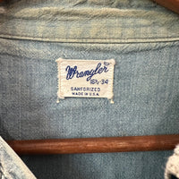 1960’s Wrangler 27MW Chambray Pearl Snap Western Shirt M/L