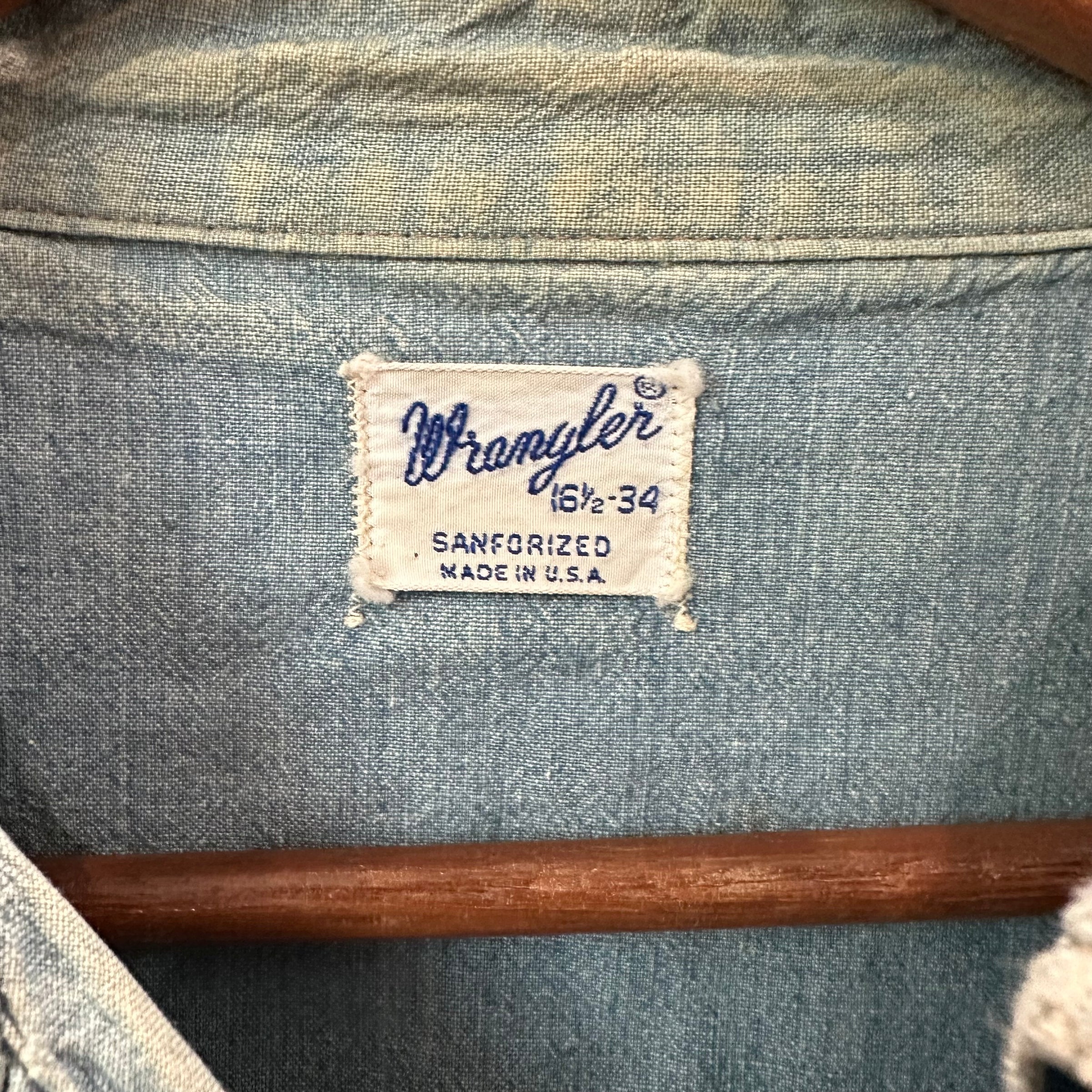 1960’s Wrangler 27MW Chambray Pearl Snap Western Shirt M/L