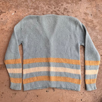 1960’s Light Blue Striped Mohair Cardigan Sweater Medium