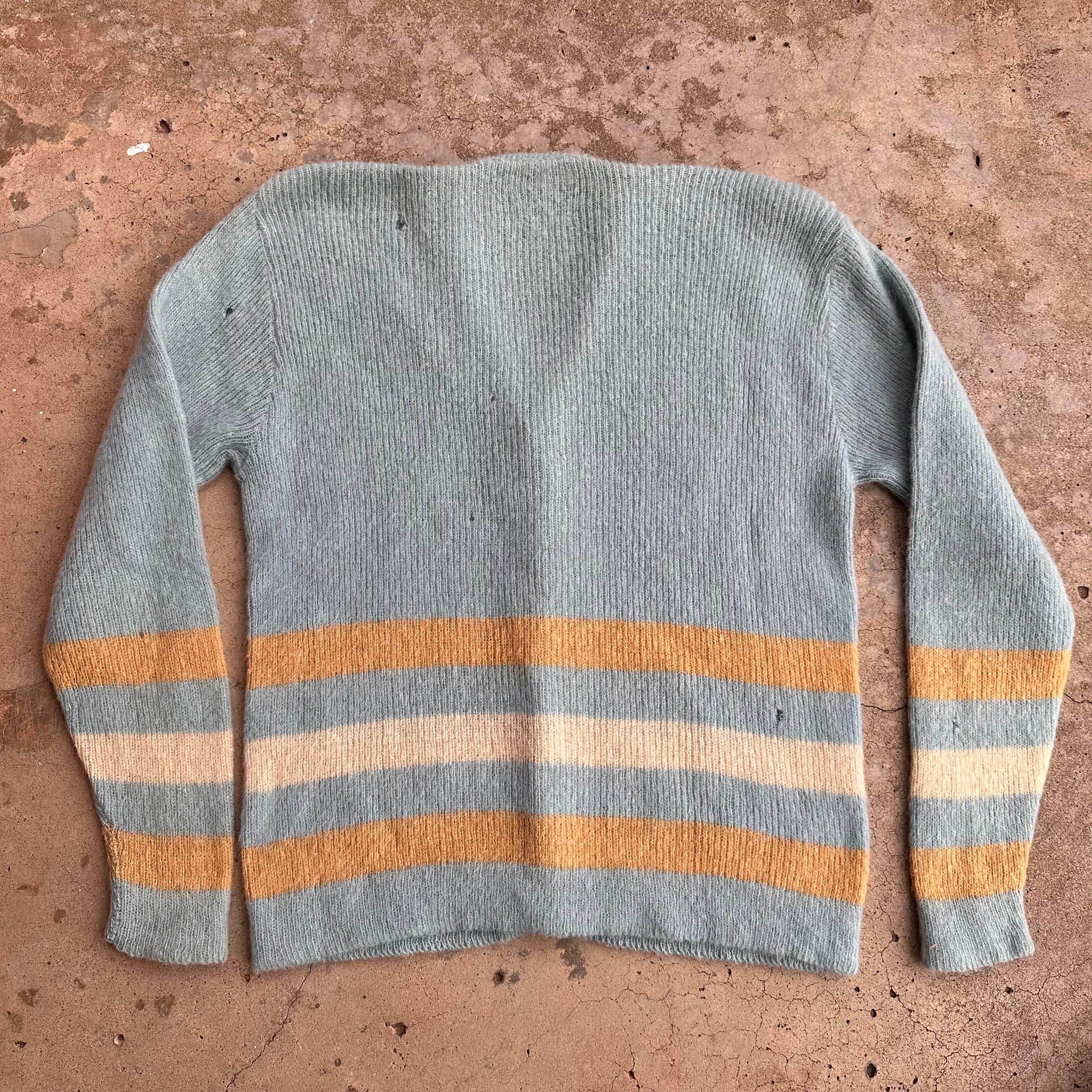 1960’s Light Blue Striped Mohair Cardigan Sweater Medium