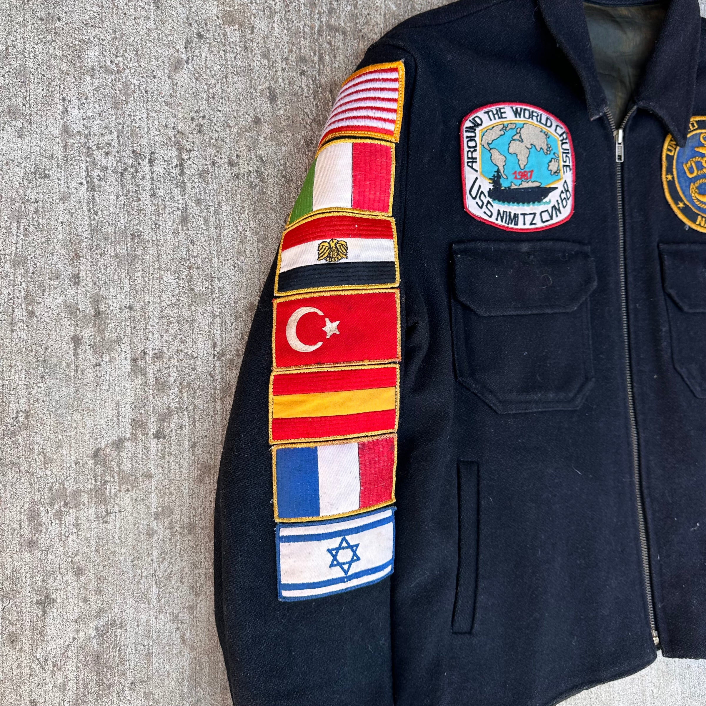 1980’s US Navy Wool Mediterranean Cruise Souvenir Jacket 25” Chest