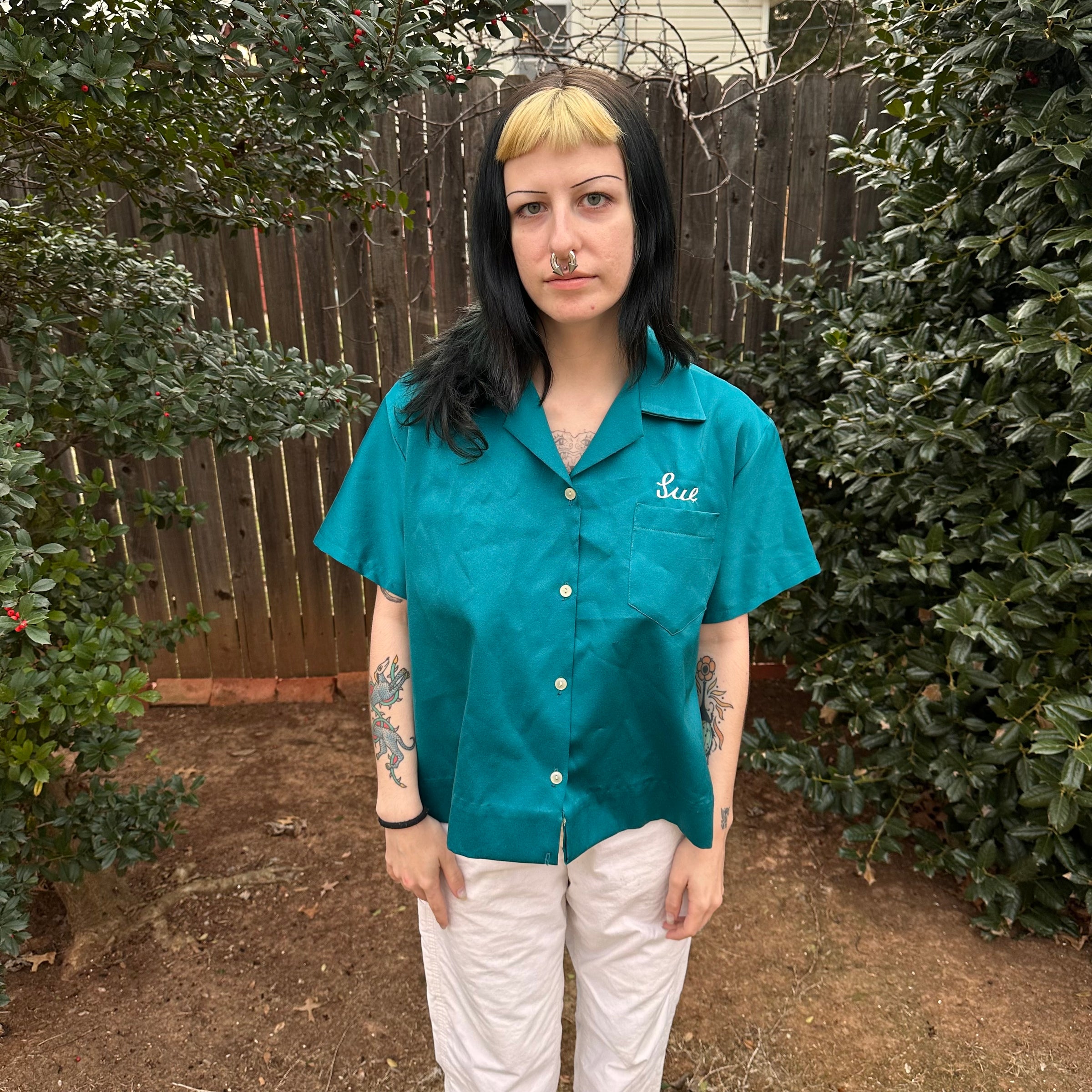 1970’s Military Souvenir Bowling Shirt 25” Chest