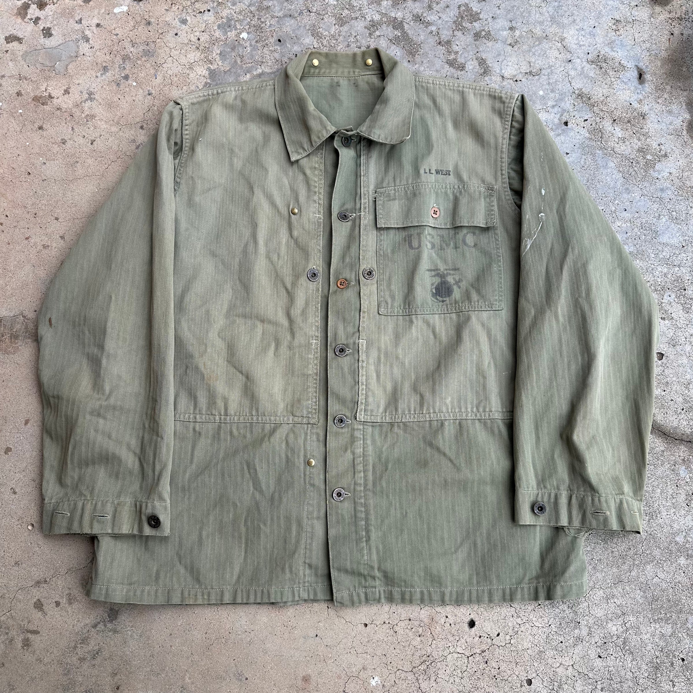 1940’s WWII USMC HBT P-44 Utility Jacket 24.5” Chest