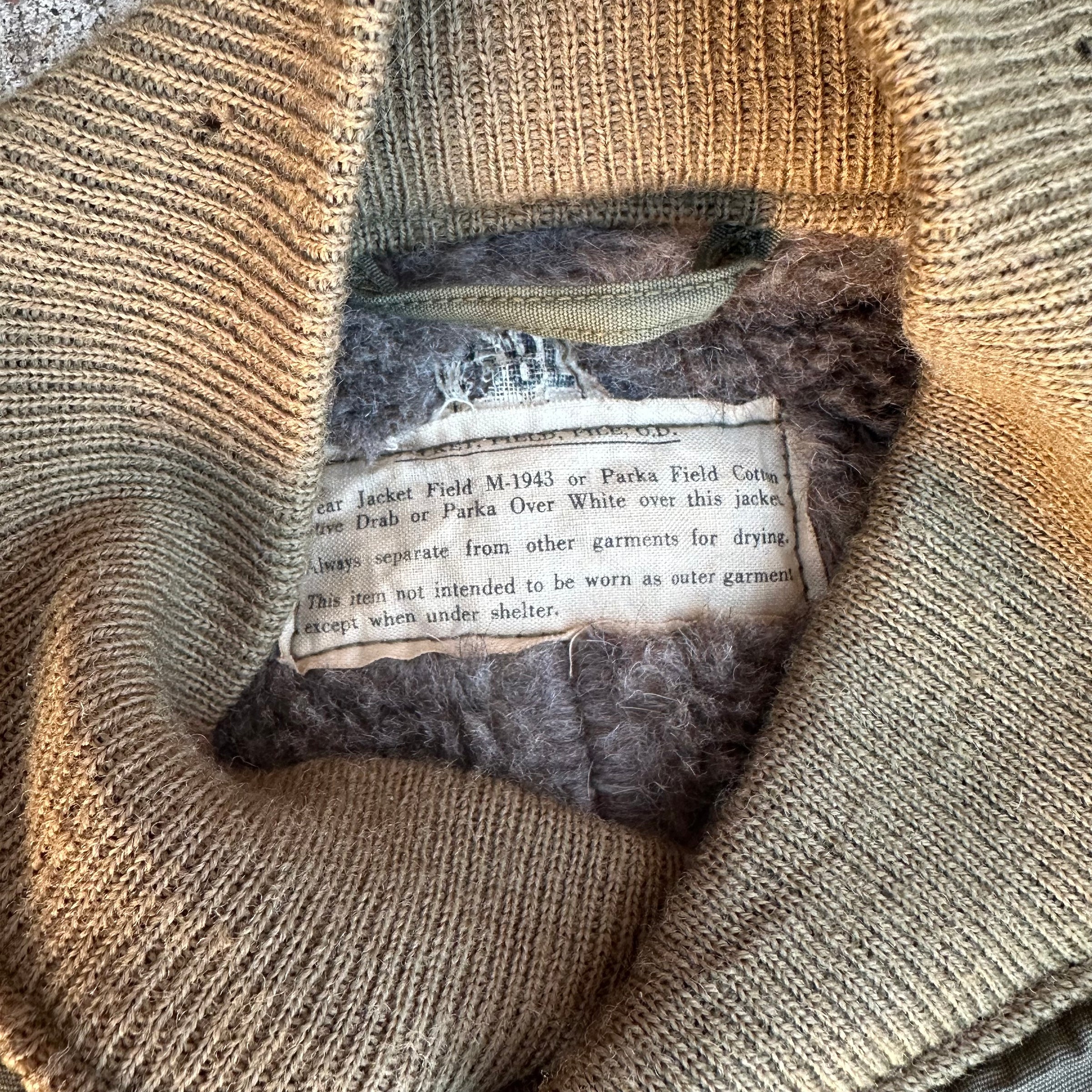1940’s WWII M-43 Pile Liner Jacket 38L