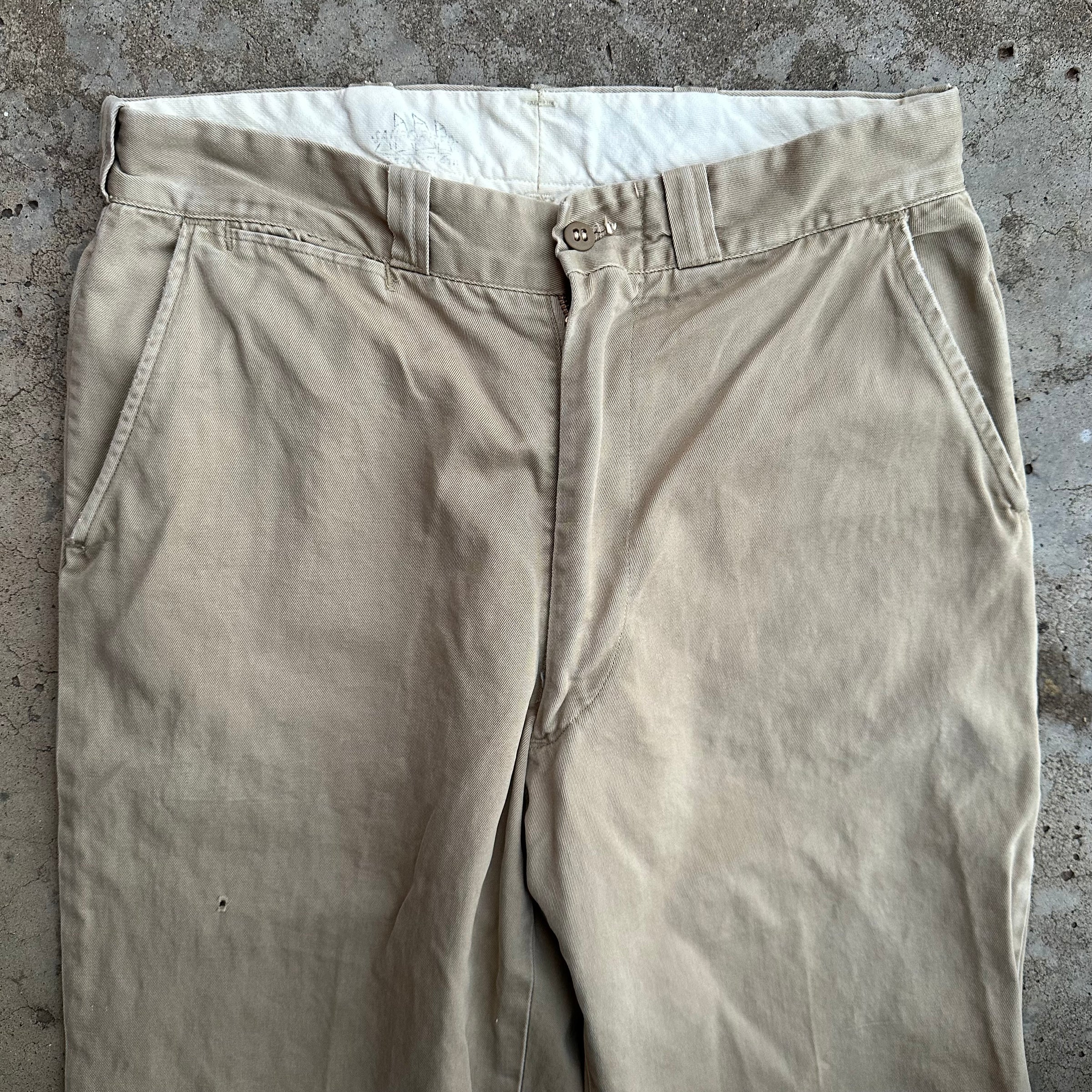 1950’s Reeves Army Twill Cotton Khaki Work Pants 29” Waist
