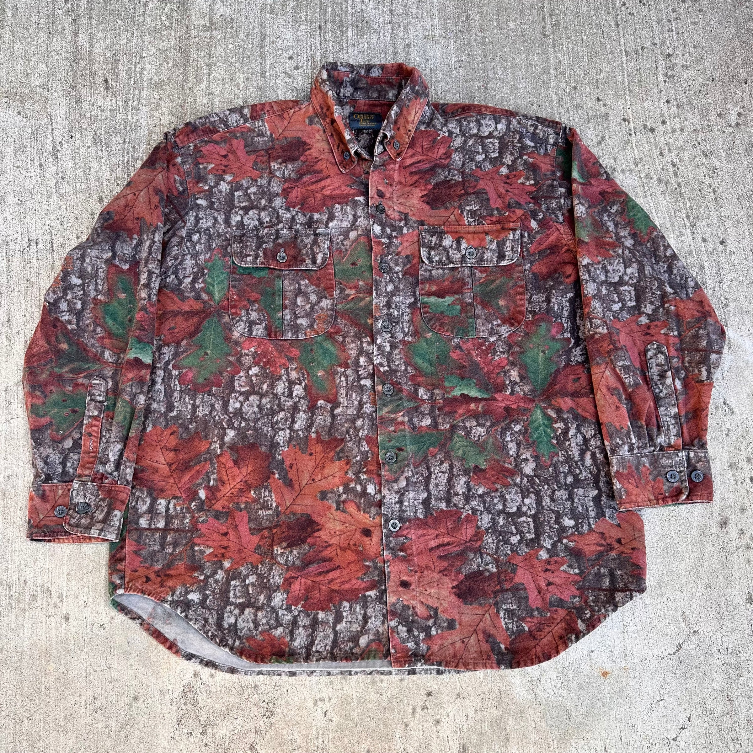1990’s/Y2k Outfitters Tuff Hunting Camo Chamois Flannel Shirt XL/XXL