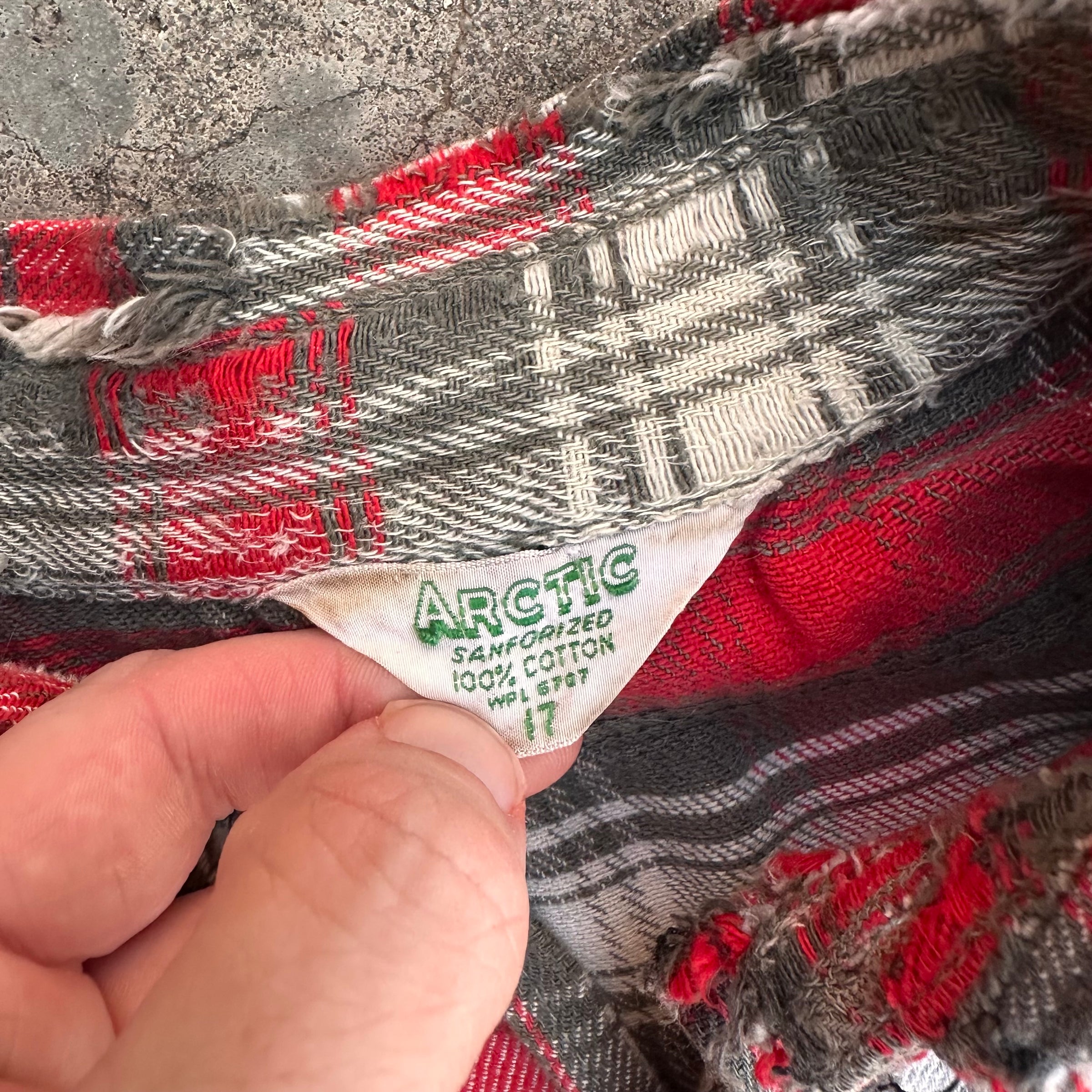 1960’s Arctic Plaid Cotton Flannel Shirt XL 26” Chest