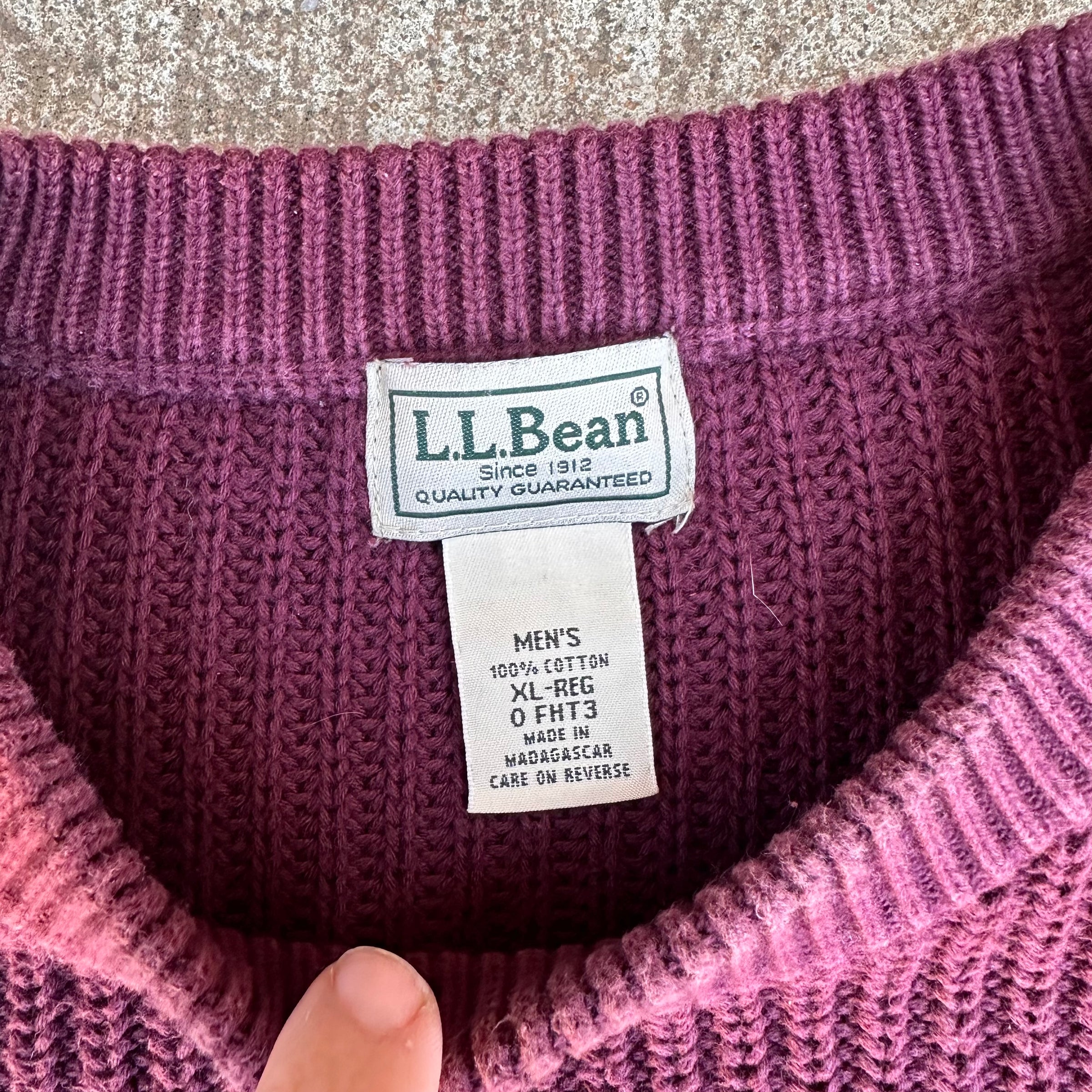 1990’s LL Bean Burgundy Ribbed Cotton Crewneck Sweater XL