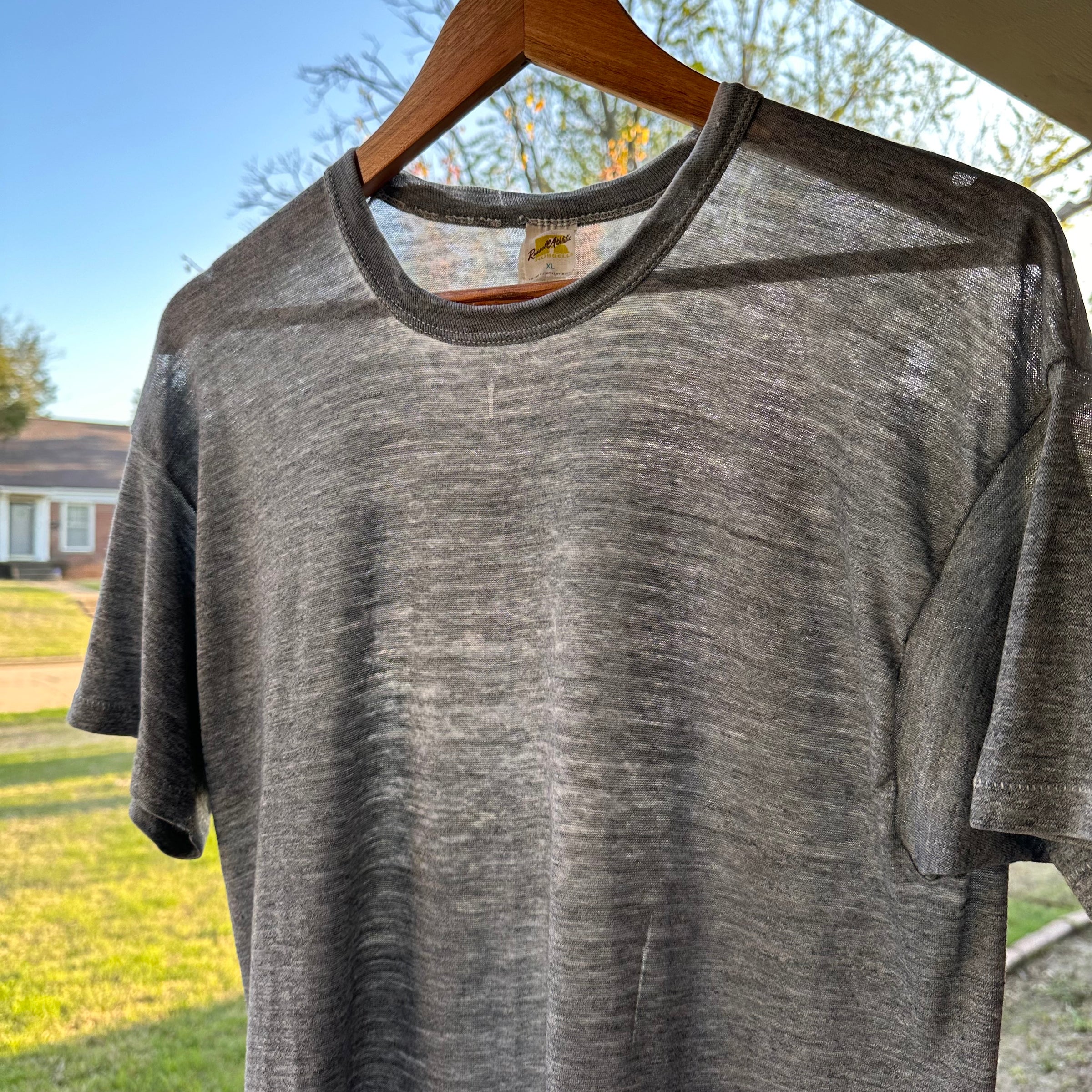 1970’s Paper Thin Russell Gold Tag Grey T-Shirt Large