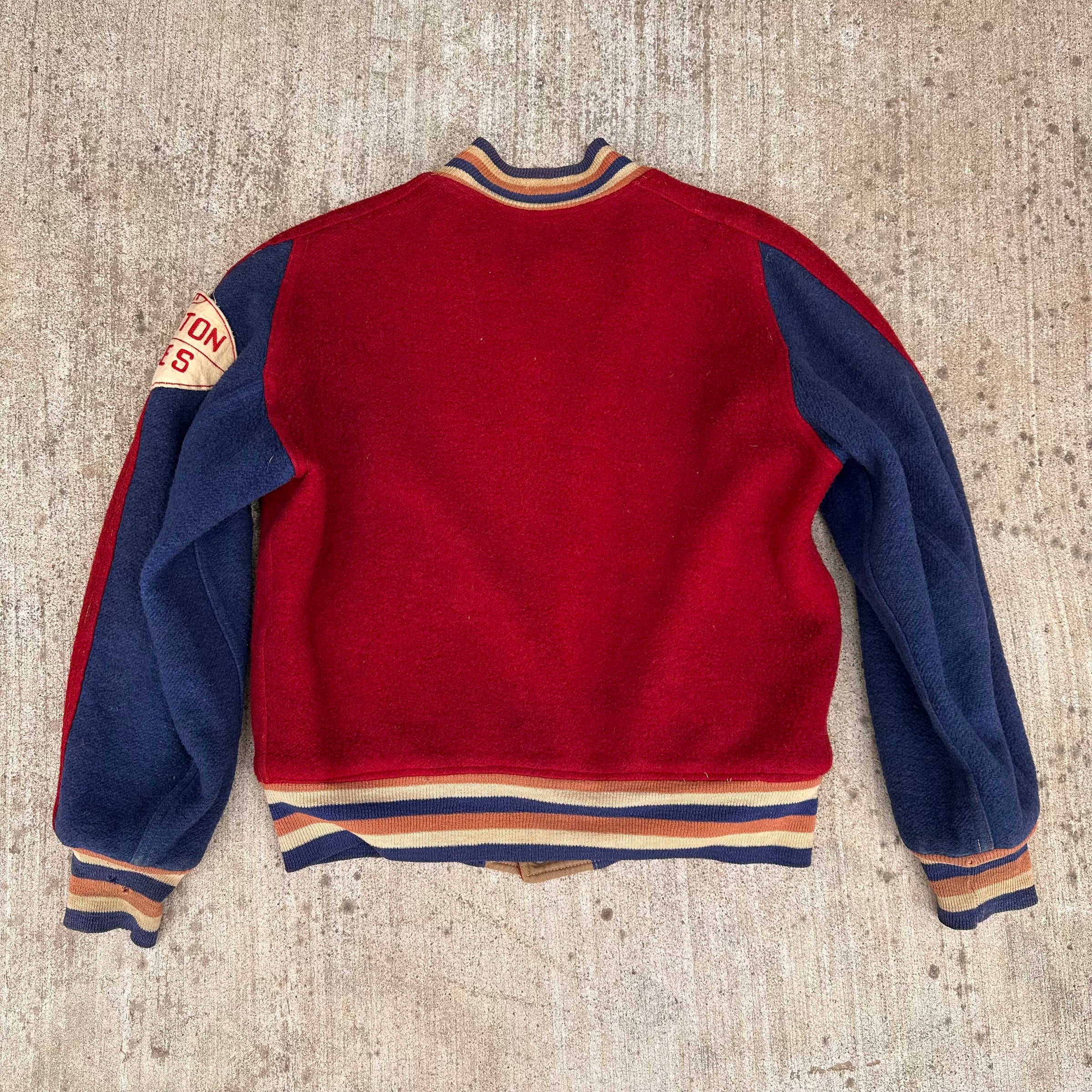 1940’s Butwin Two-Tone Nylon Fleece Reversible Varsity Jacket 24” Chest