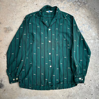 1950’s Tulane Sportswear Rockabilly Gabardine Loop Collar Shirt Small