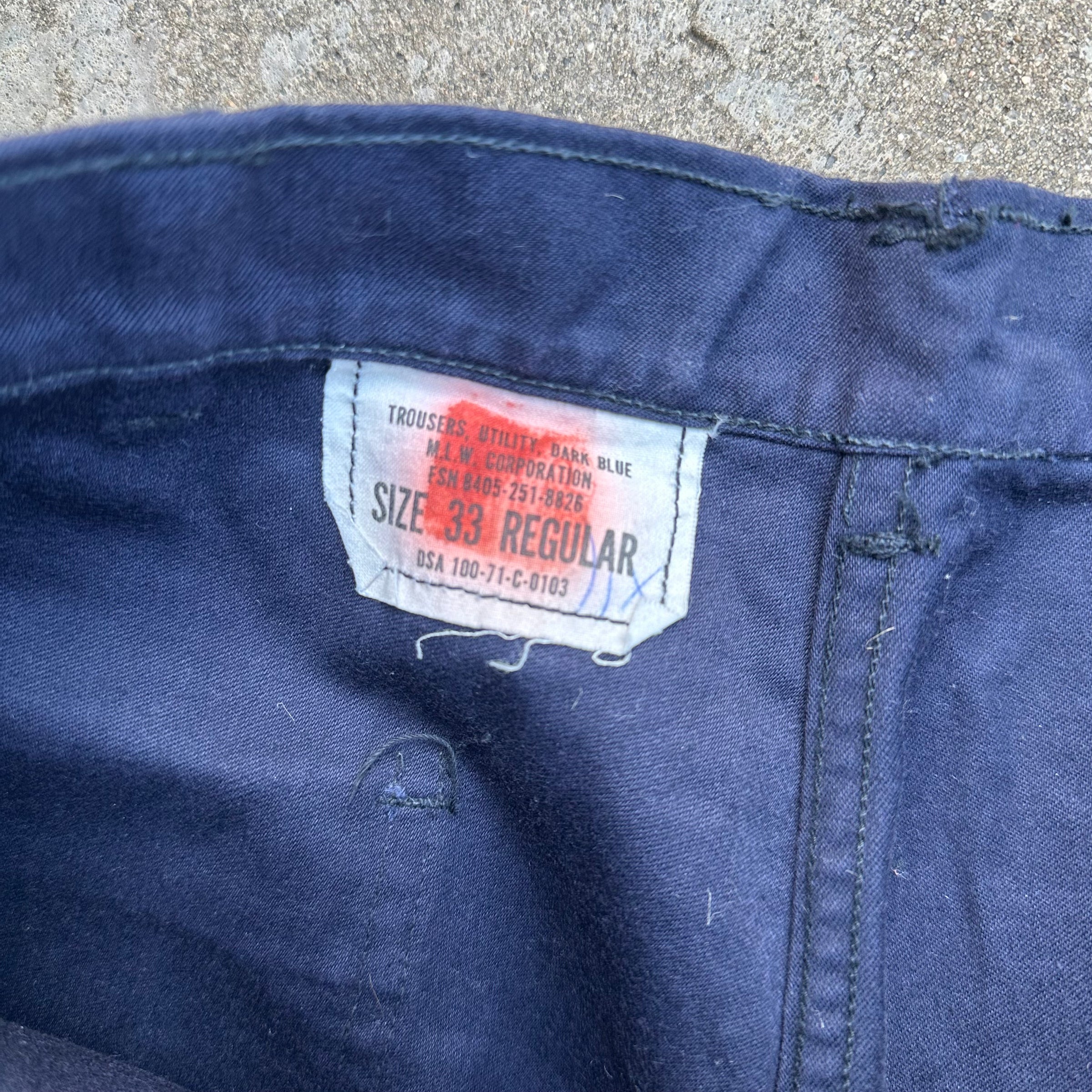 1970’s USN Dark Blue Utility Trousers 31” Waist