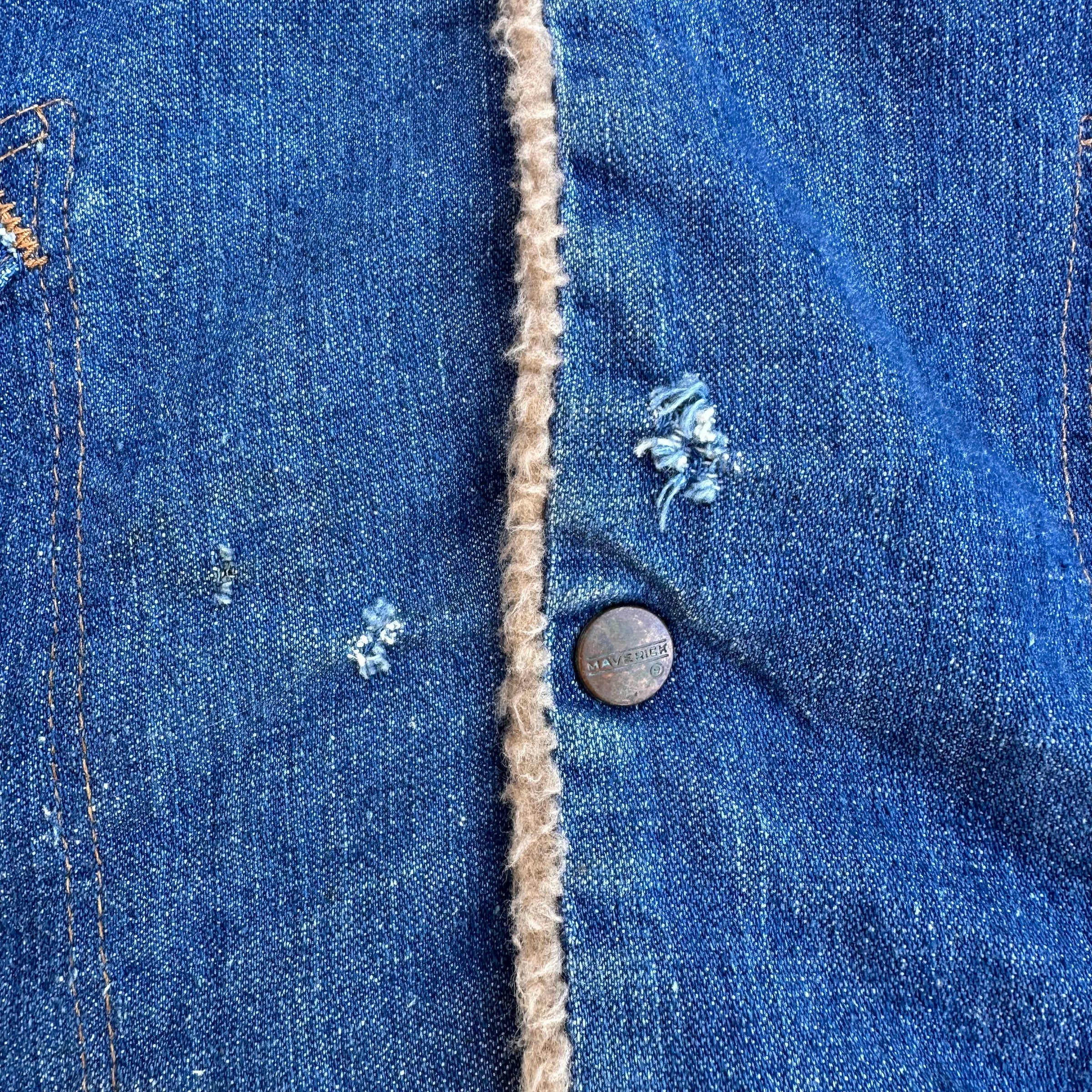 1960’s Maverick Blue Bell Sherpa Lined Denim Jacket Size 42