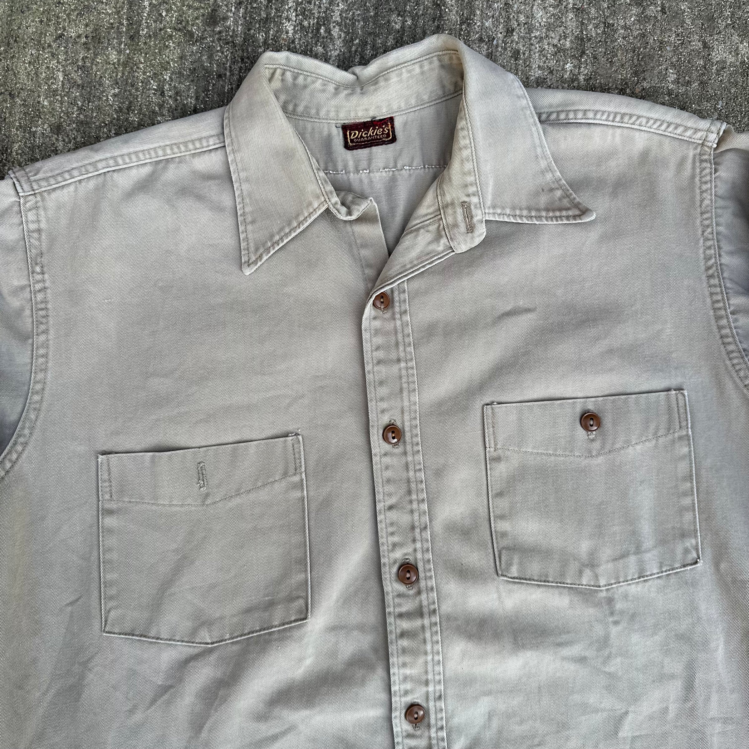 1940’s Dickies Khaki Cotton Work Shirt Large