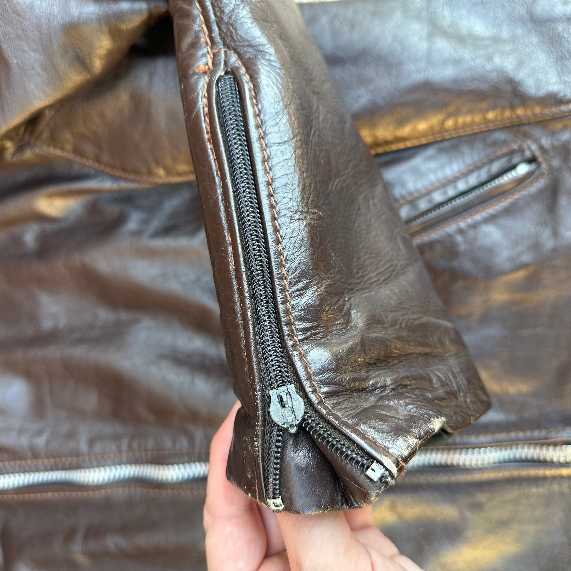 1970’s Vanson Cafe Racer Leather Motorcycle Jacket Size 48