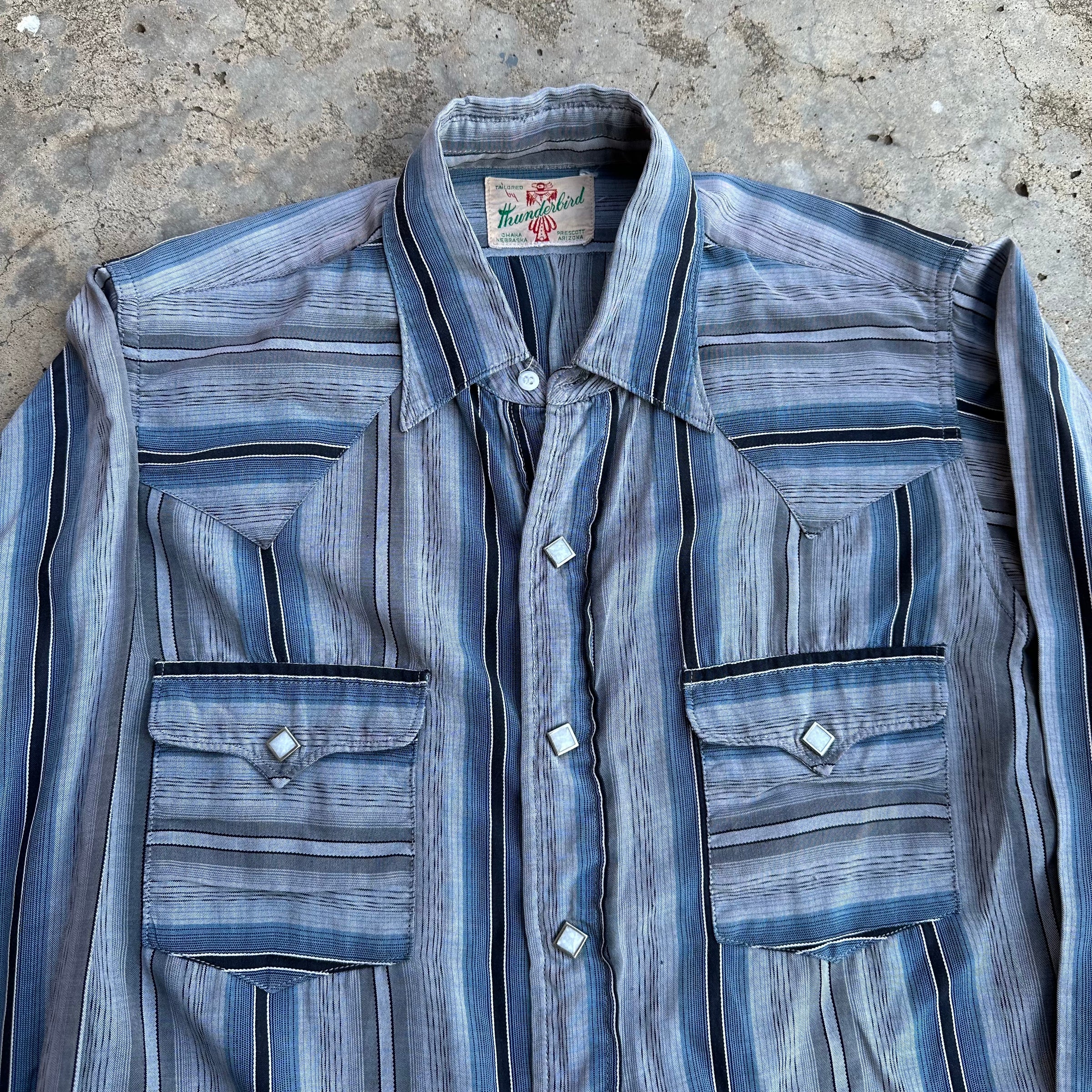 1950’s Thunderbird Rayon Pearl Snap Western Shirt Small