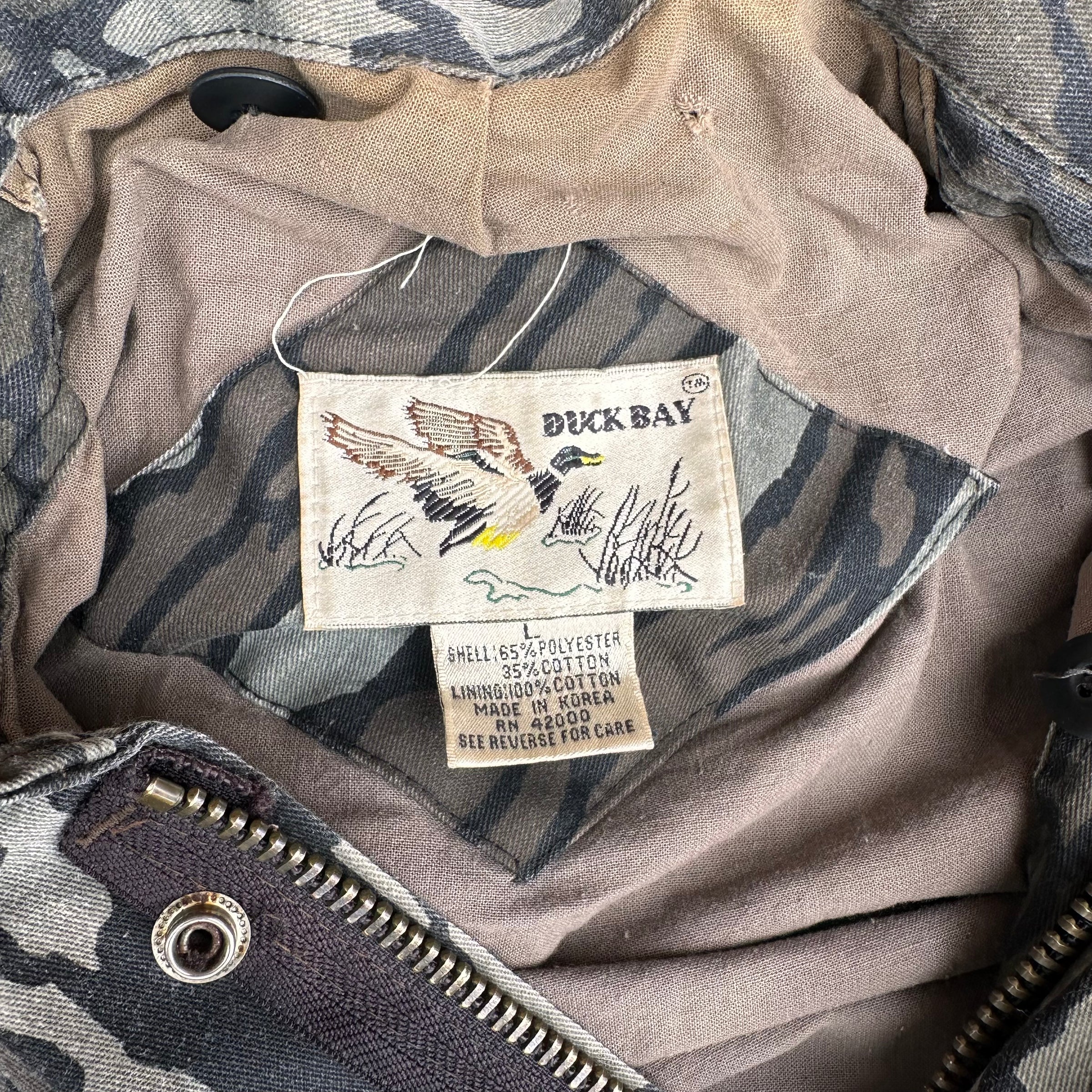 1980’s/90’s Duck Bay Trebark Camo M-65 Field Jacket Large