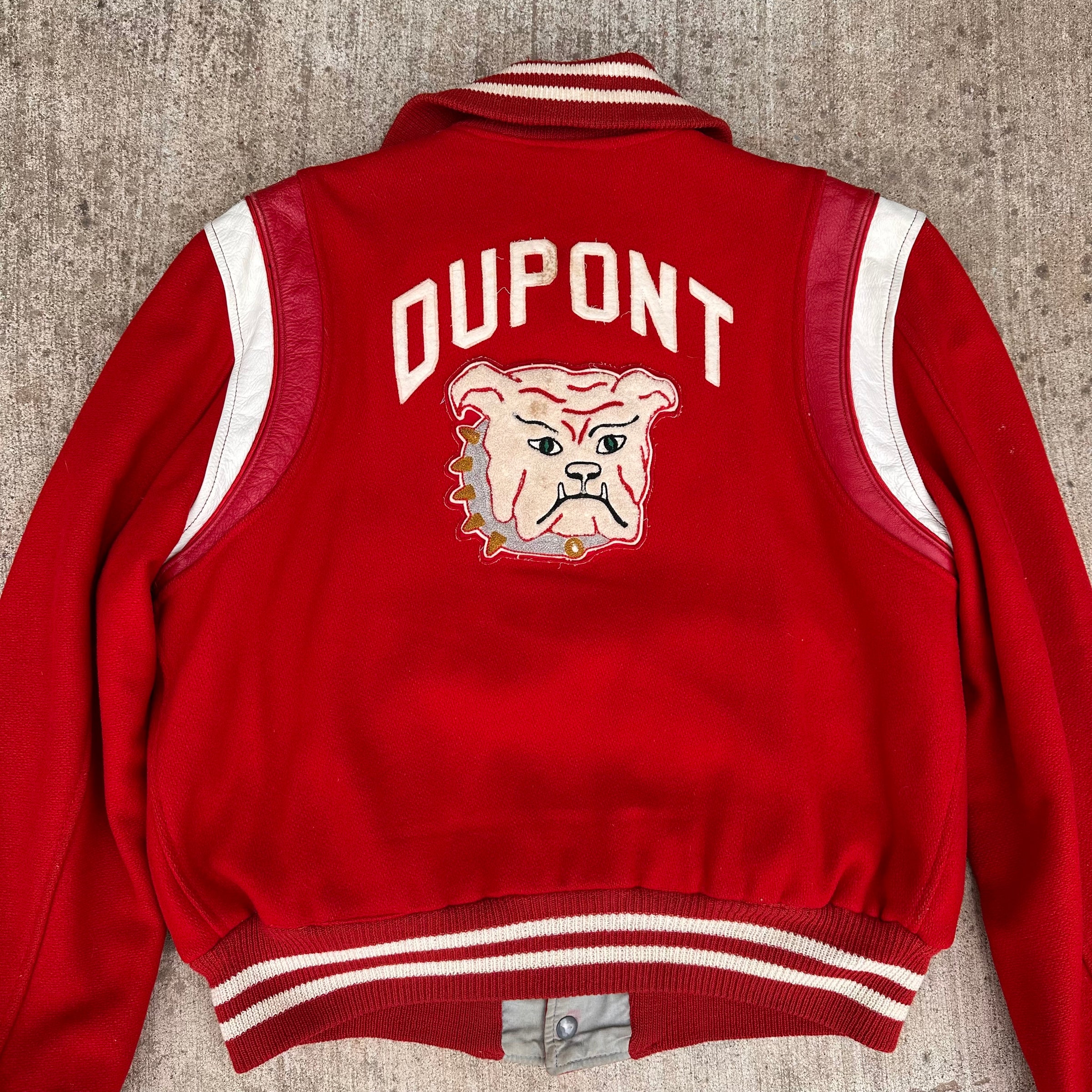 1960’s Hatchers Bulldog Patched Reversible Wool Varsity Jacket 25” Chest