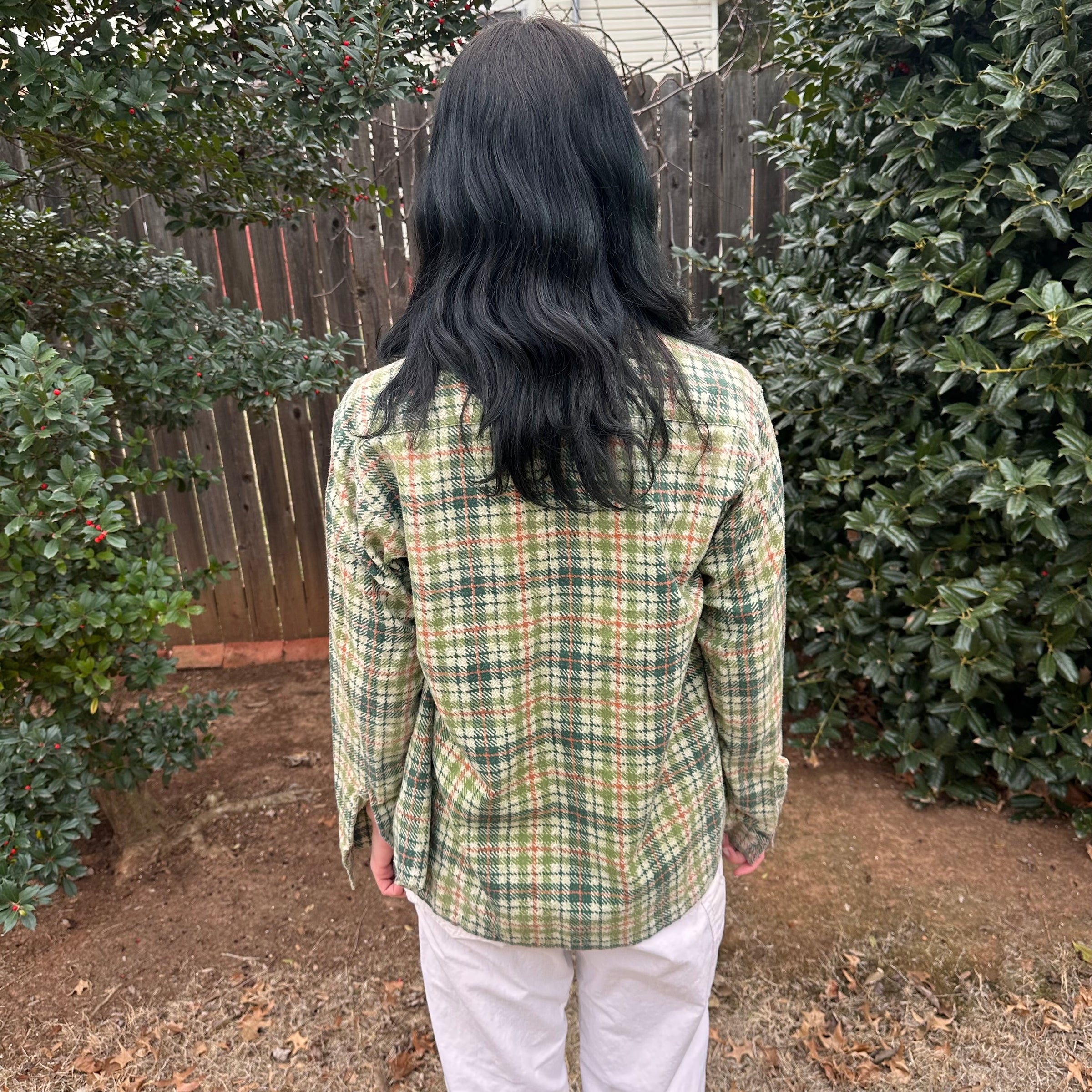 1970’s Printed Plaid Cotton Flannel Shirt Small